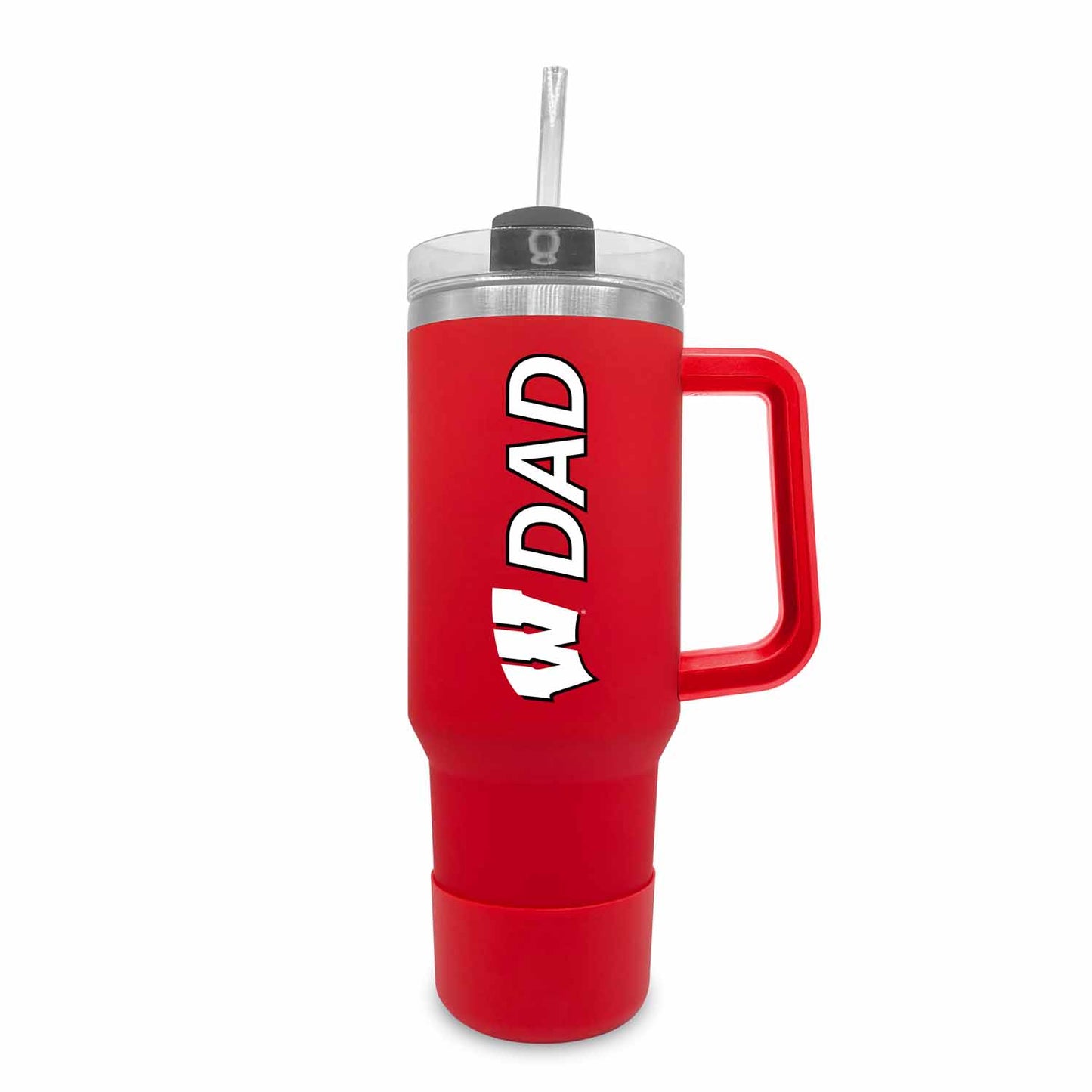Wisconsin Badgers Collegiate 40oz Stainless Steel Travel Tumbler with Handle for Dad - Red
