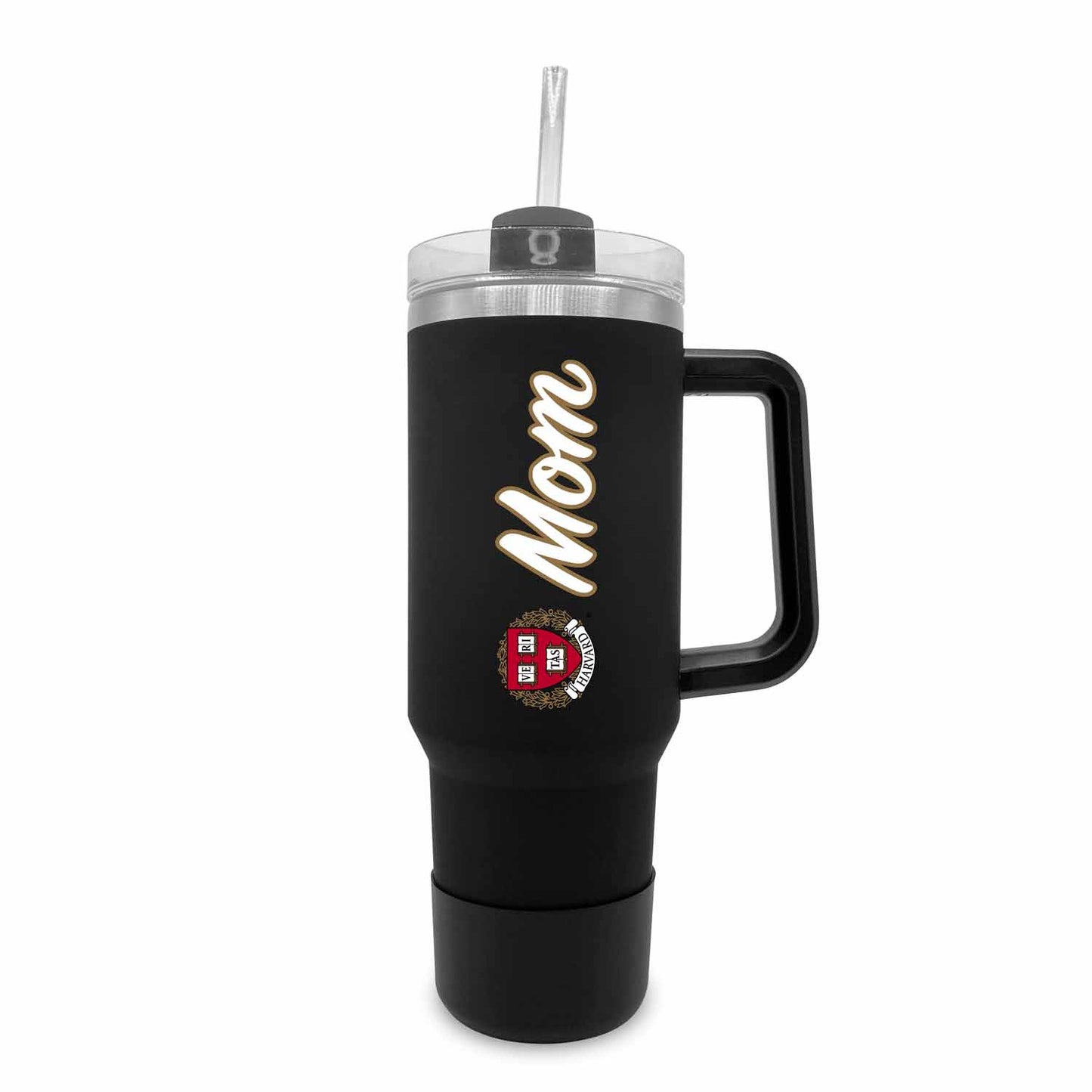 Harvard Crimson Collegiate 40oz Stainless Steel Travel Tumbler with Handle for Mom - Black