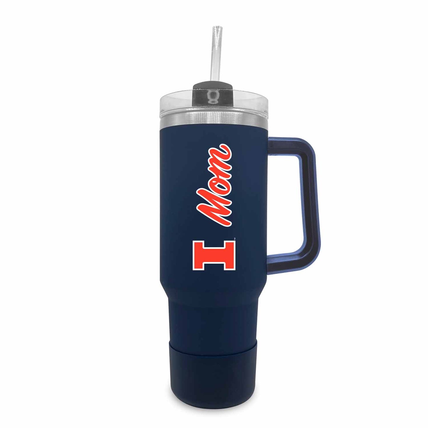 Illinois Fighting Illini Collegiate 40oz Stainless Steel Travel Tumbler with Handle for Mom - Navy