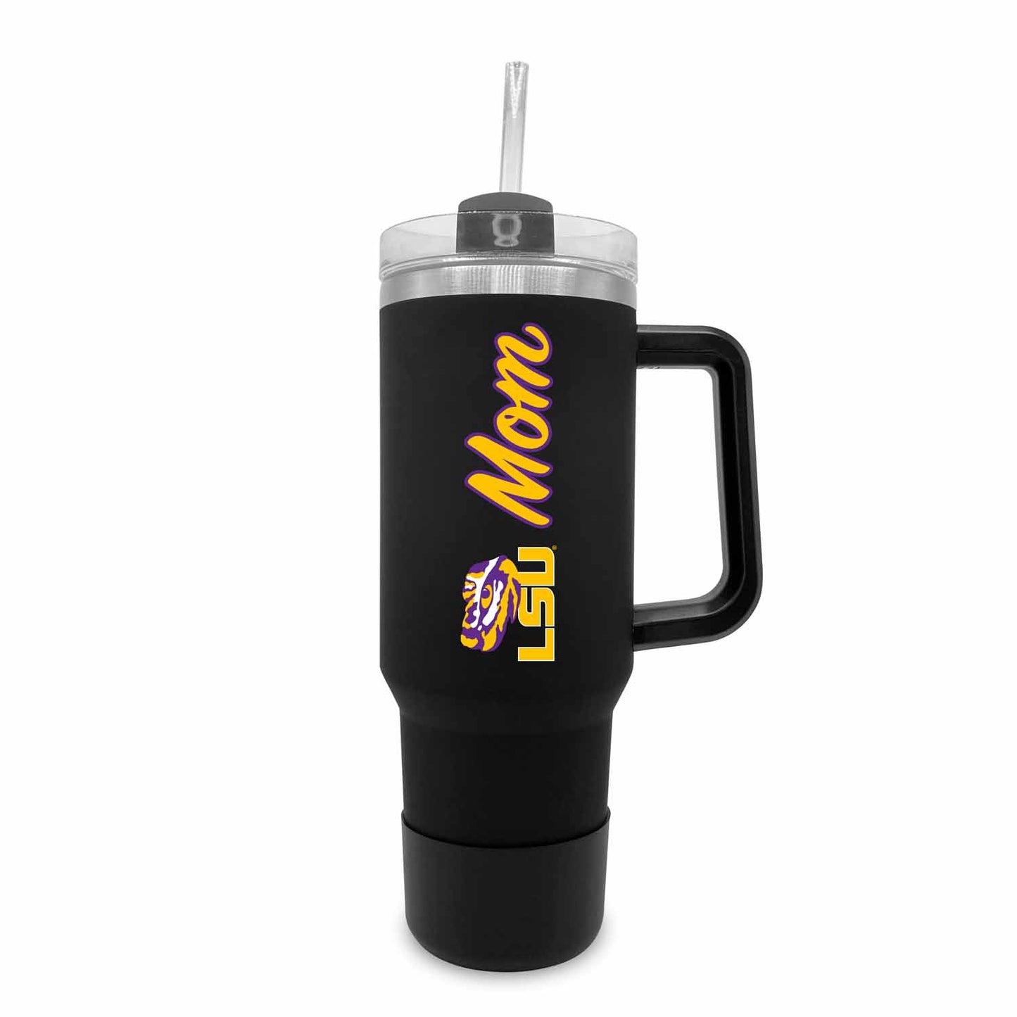 LSU Tigers Collegiate 40oz Stainless Steel Travel Tumbler with Handle for Mom - Black