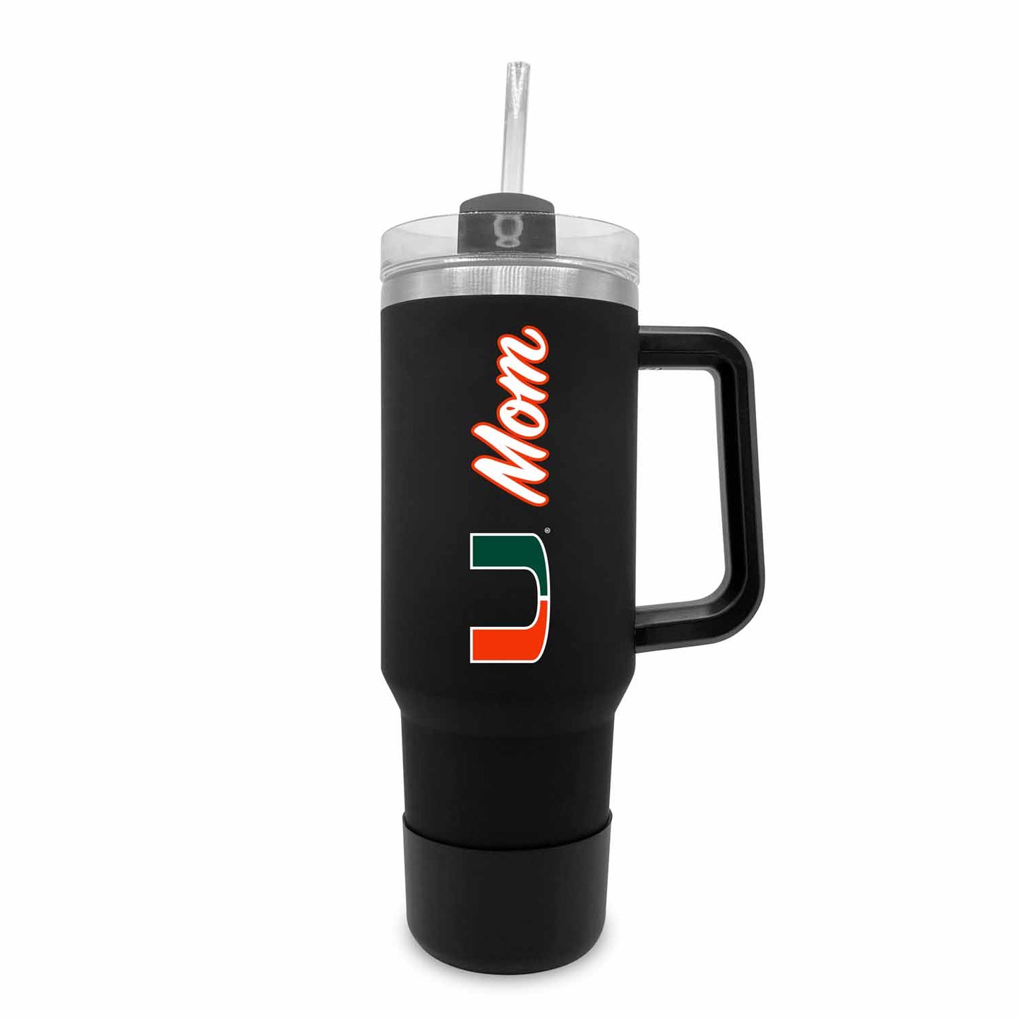 Miami Hurricanes Collegiate 40oz Stainless Steel Travel Tumbler with Handle for Mom - Black