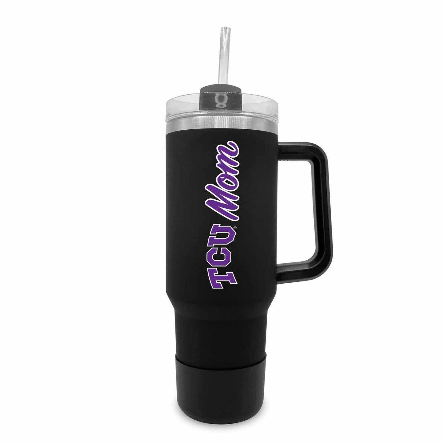 TCU Horned Frogs Collegiate 40oz Stainless Steel Travel Tumbler with Handle for Mom - Black