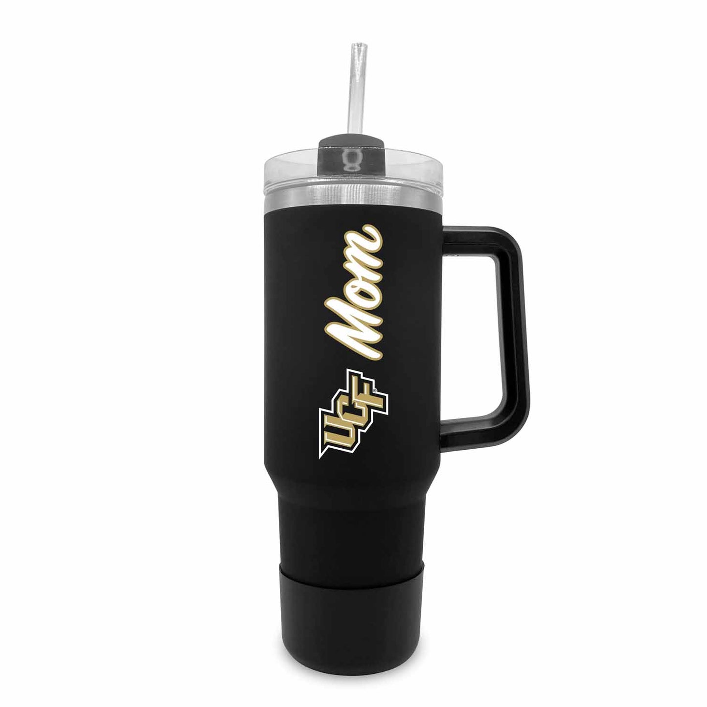 Central Florida Knights Collegiate 40oz Stainless Steel Travel Tumbler with Handle for Mom - Black