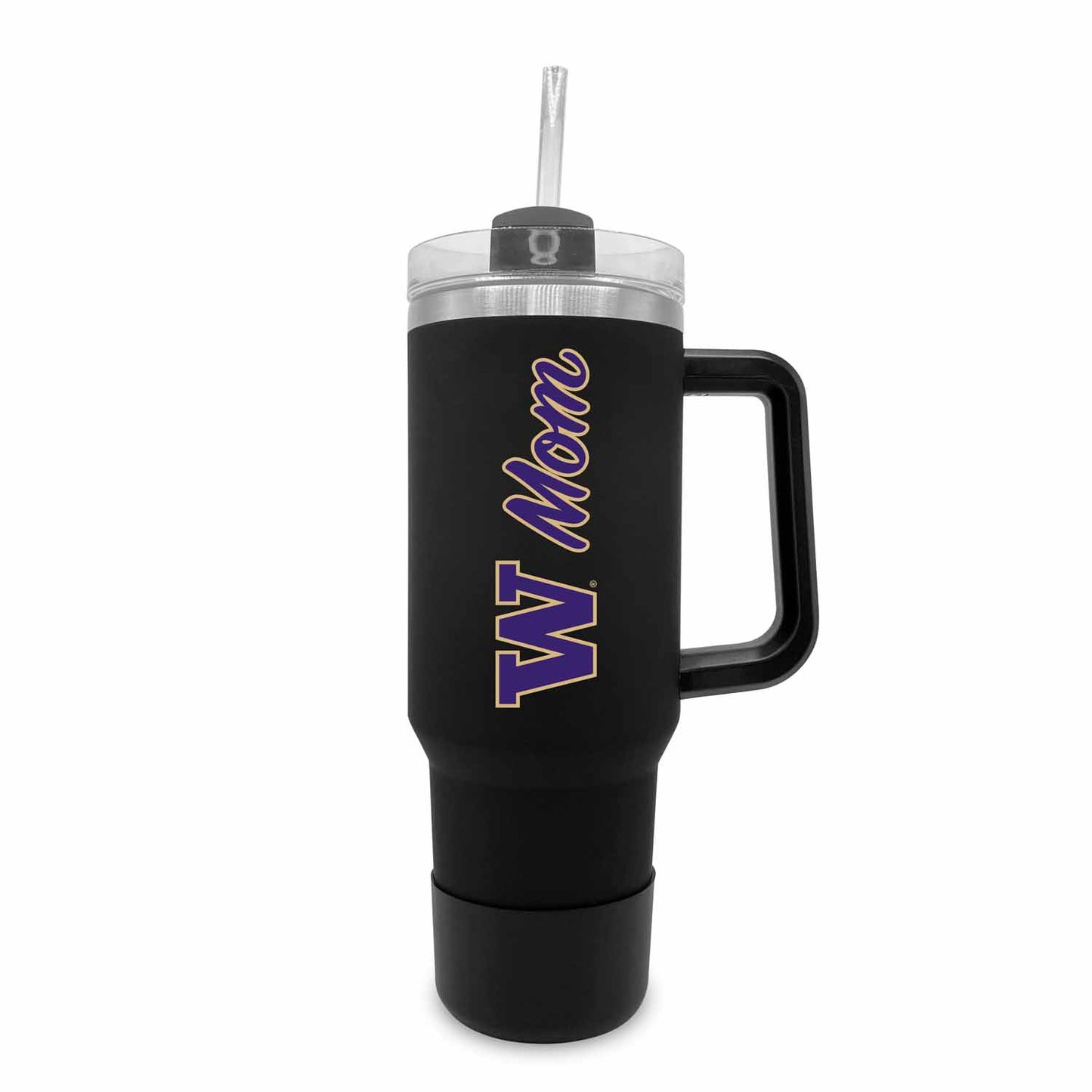 Washington Huskies Collegiate 40oz Stainless Steel Travel Tumbler with Handle for Mom - Black