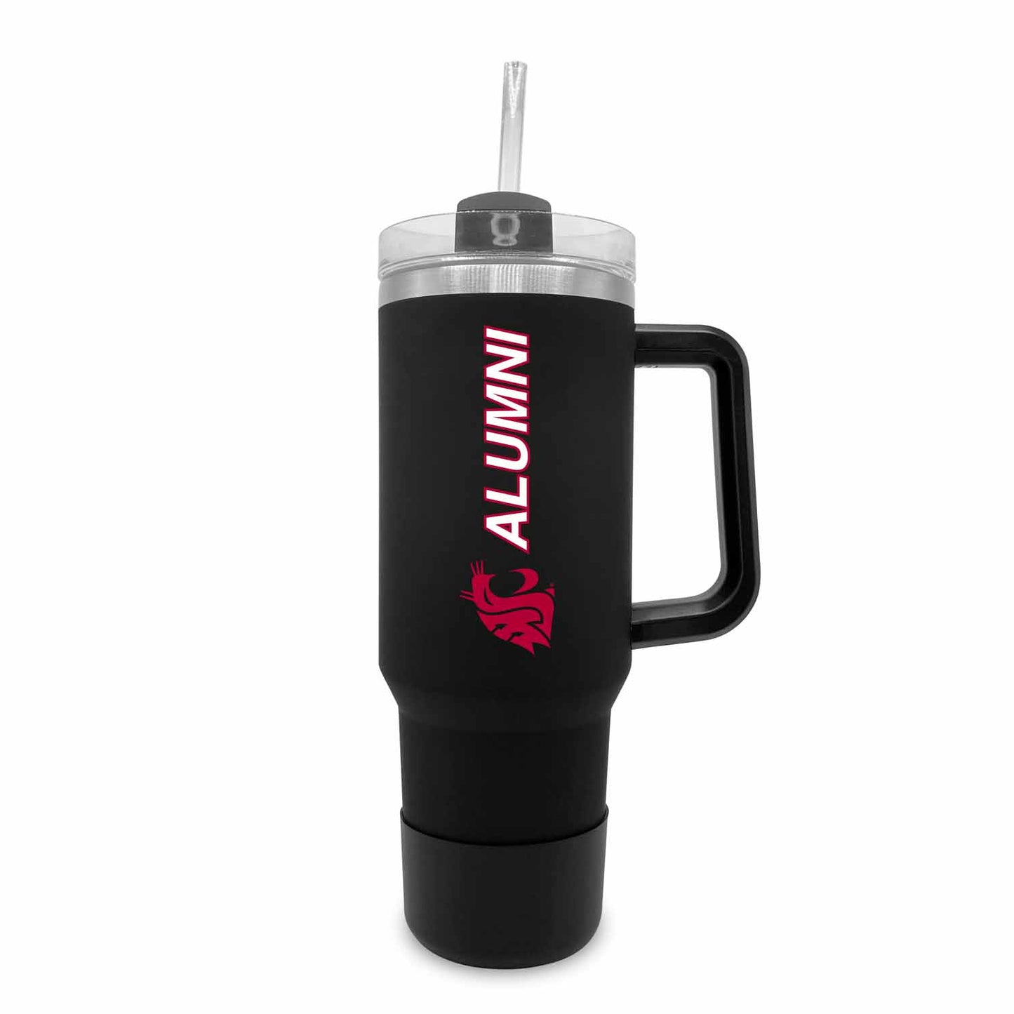 Washington State Cougars Collegiate 40oz Stainless Steel Travel Tumbler with Handle for Alumni - Black