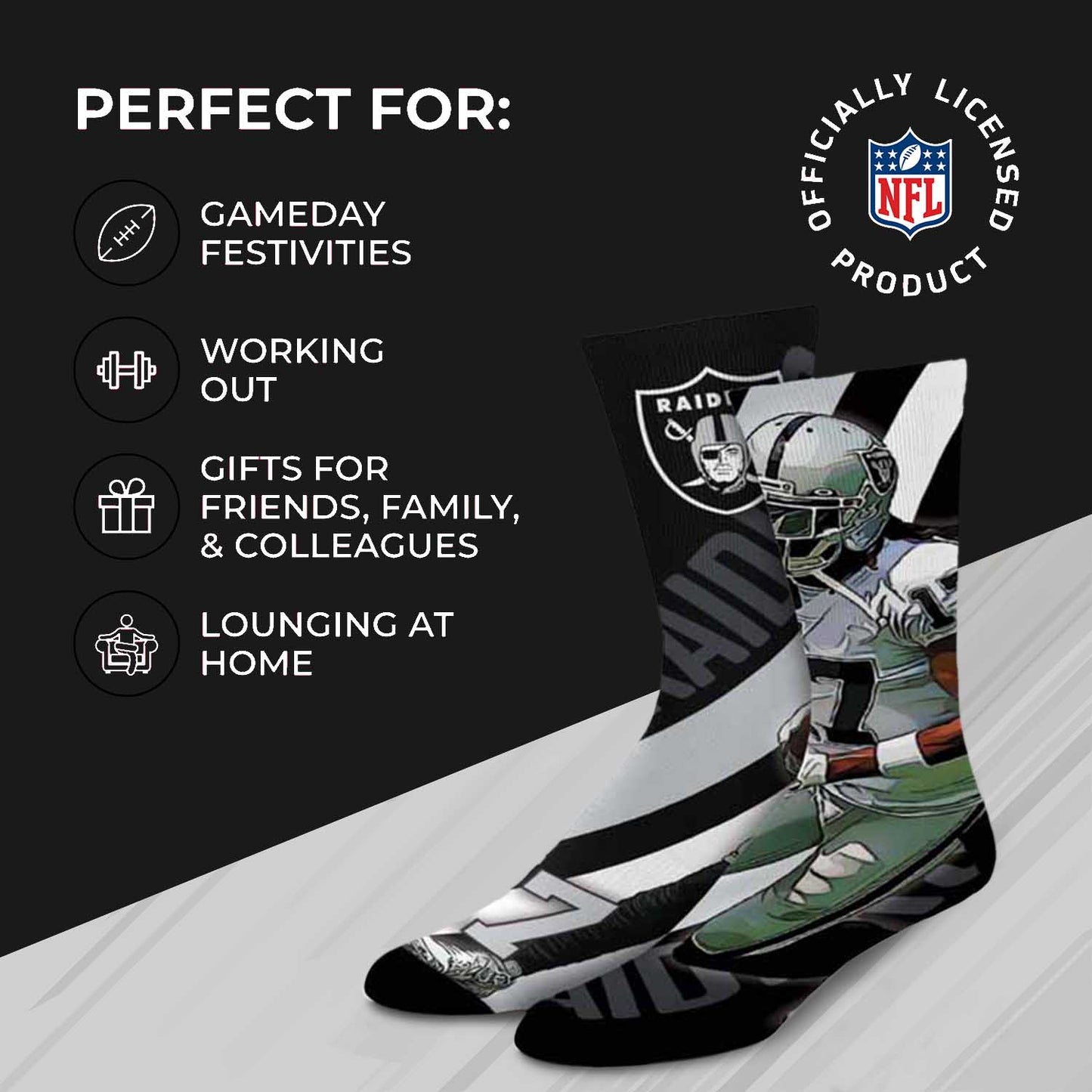 Las Vegas Raiders NFL Youth Player Stripe Sock - Black #17