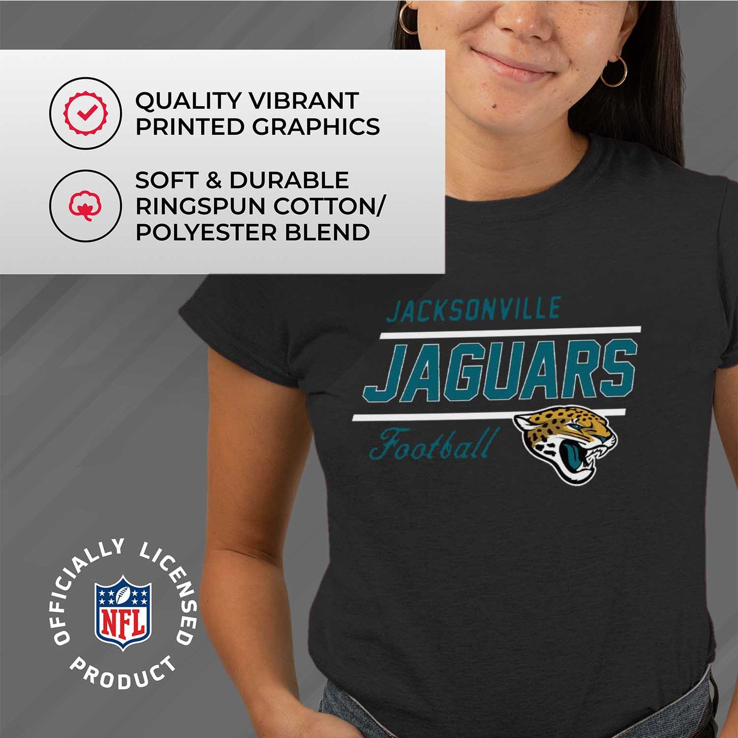 Jacksonville Jaguars NFL Womens Plus Size Relaxed Fit T-Shirt - Black