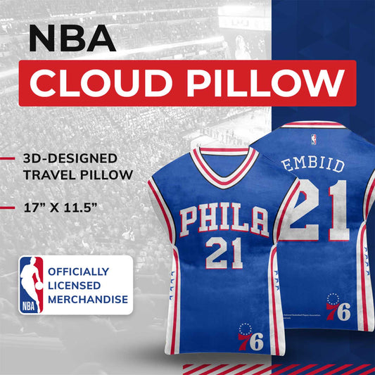 Philadelphia 76ers NBA Travel Joel Embiid Jersey Cloud Pillow Bedding Accessories - Royal
