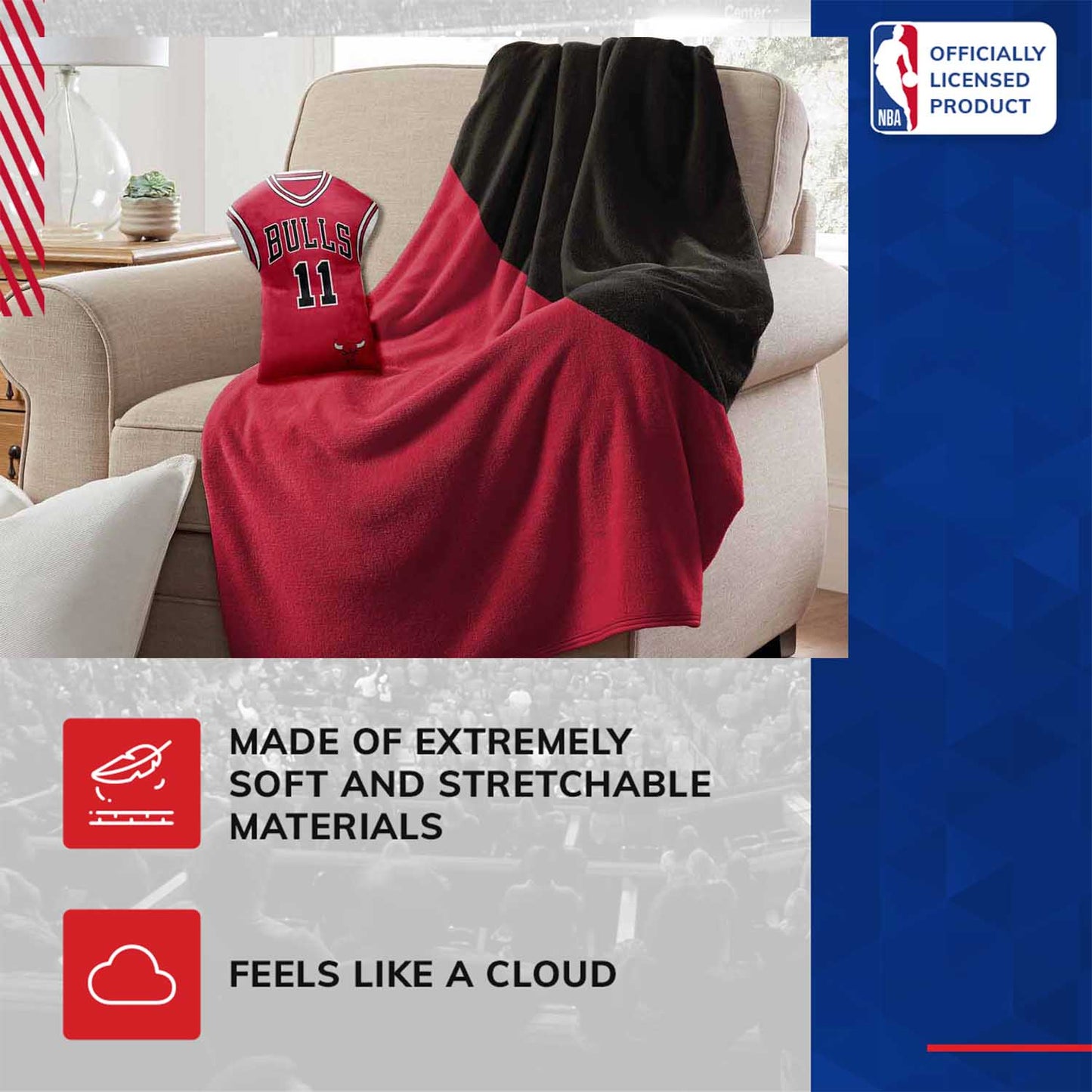 Chicago Bulls NBA Travel Demar Derozan Jersey Cloud Pillow Bedding Accessories - Red