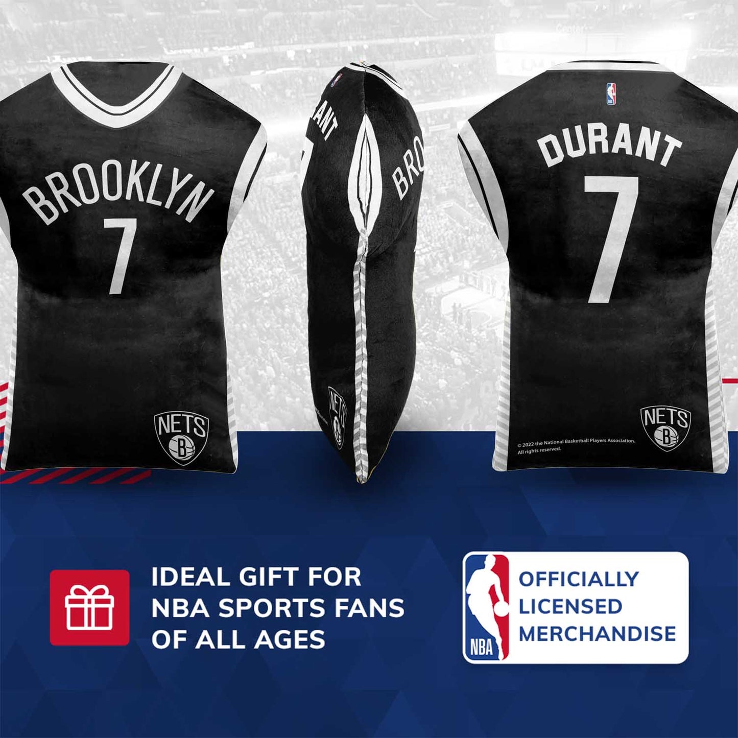 Brooklyn Nets NBA Travel Kevin Durant Jersey Cloud Pillow Bedding Accessories - Black