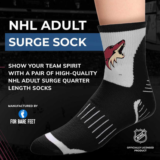 Arizona Coyotes NHL Adult Surge Team Mascot Mens and Womens Quarter Socks - Black