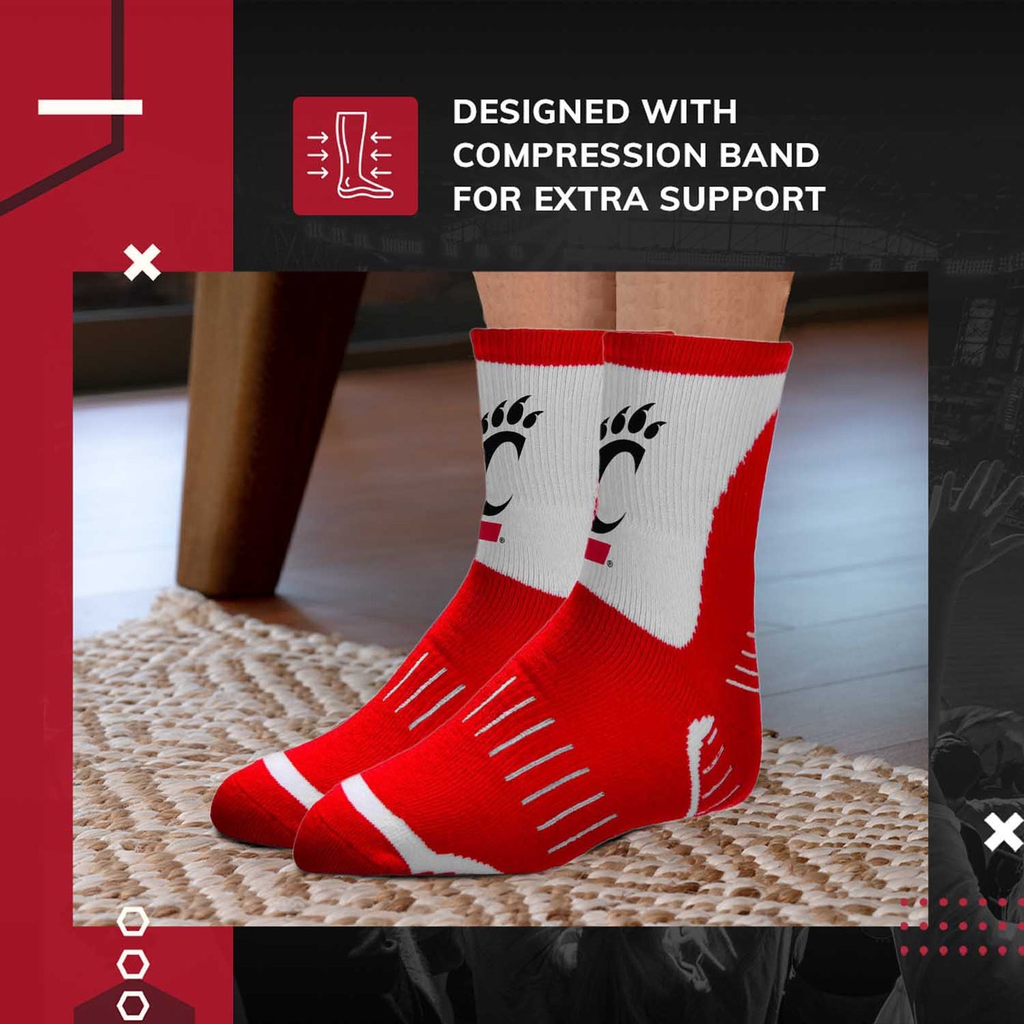 Cincinnati Bearcats NCAA Youth Surge Team Mascot Quarter Socks - Red