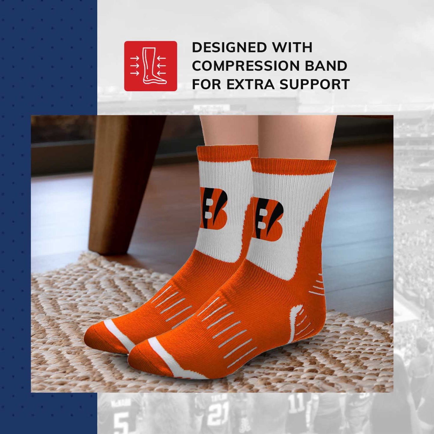 Cincinnati Bengals NFL Youth Performance Quarter Length Socks - Orange