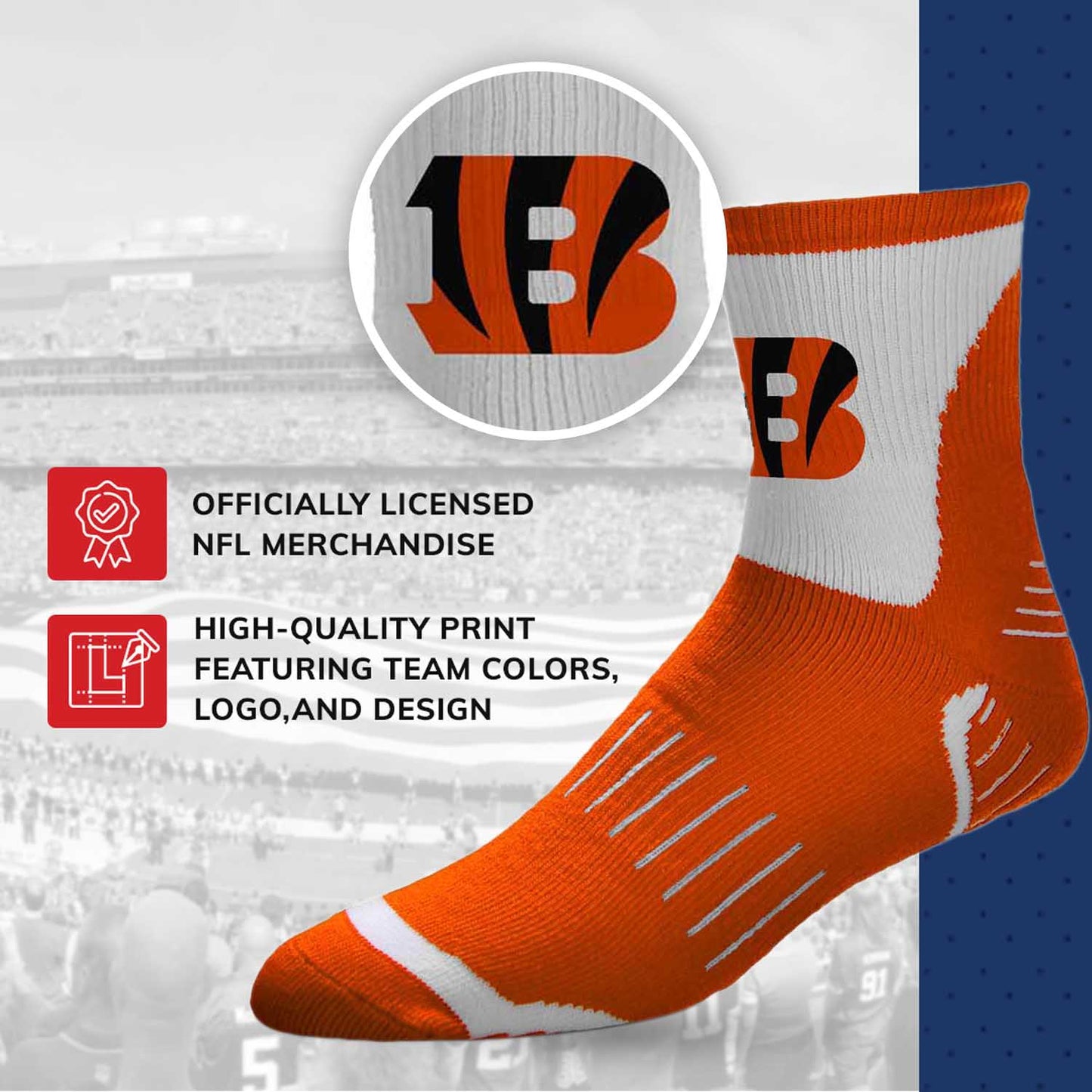 Cincinnati Bengals NFL Youth Performance Quarter Length Socks - Orange