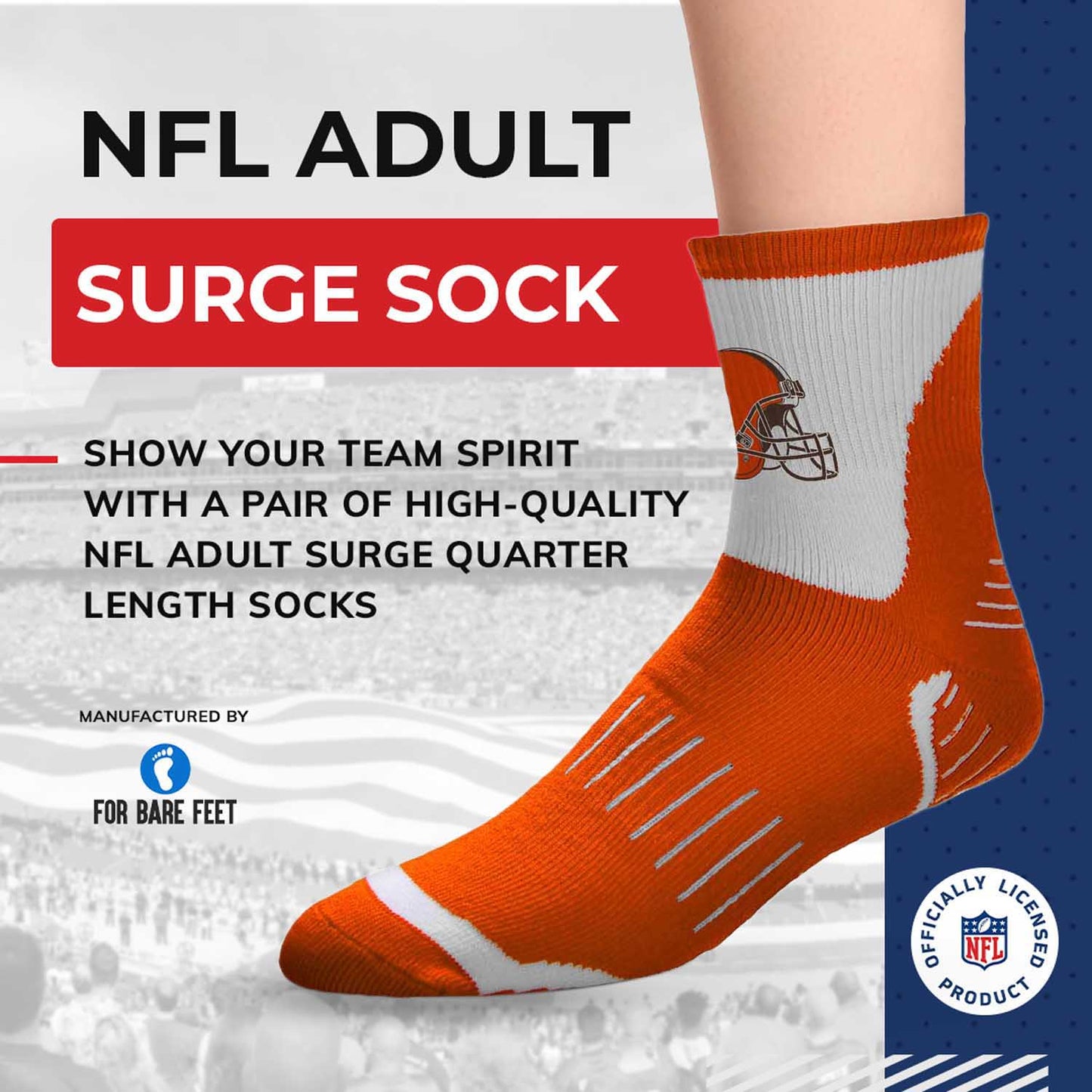 Cleveland Browns NFL Performance Quarter Length Socks - Orange