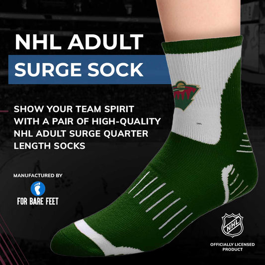 Minnesota Wild NHL Adult Surge Team Mascot Mens and Womens Quarter Socks - Forest Green
