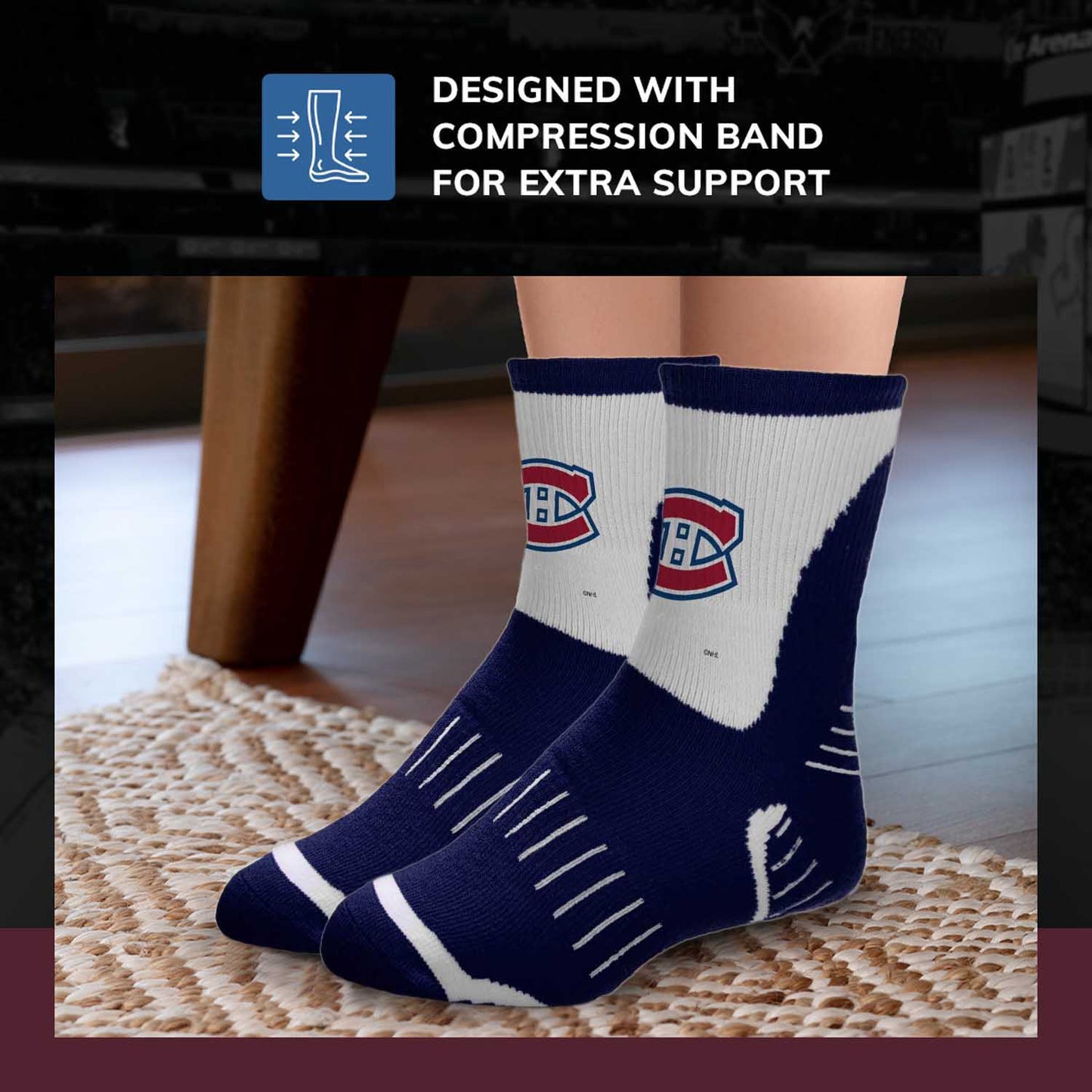 Montreal Canadiens NHL Adult Surge Team Mascot Mens and Womens Quarter Socks - Navy