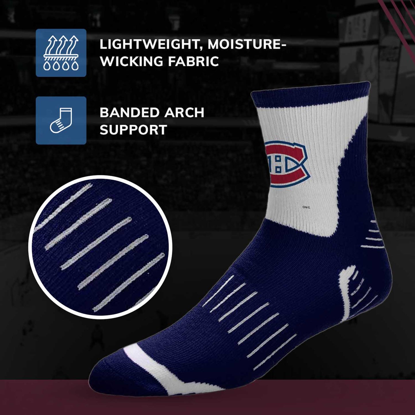 Montreal Canadiens NHL Adult Surge Team Mascot Mens and Womens Quarter Socks - Navy