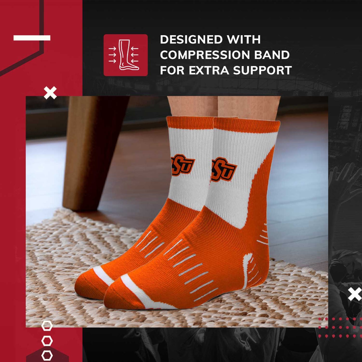 Oklahoma State Cowboys NCAA Youth Surge Team Mascot Quarter Socks - Orange