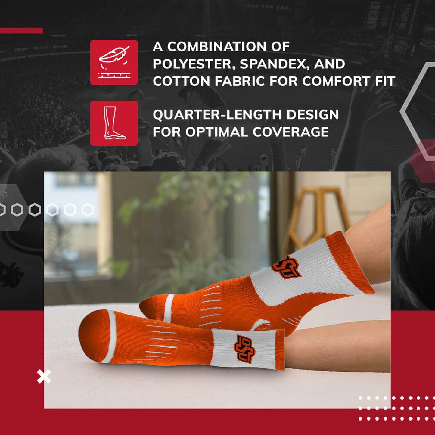 Oklahoma State Cowboys NCAA Youth Surge Team Mascot Quarter Socks - Orange