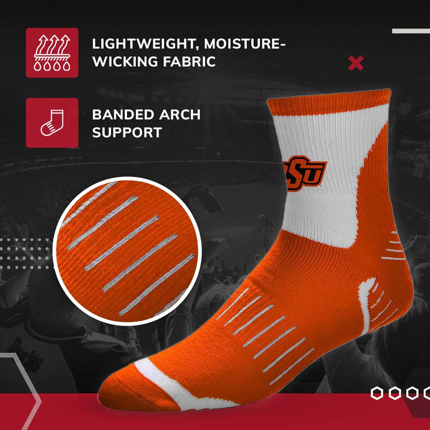 Oklahoma State Cowboys NCAA Youth Surge Team Mascot Quarter Socks - Orange