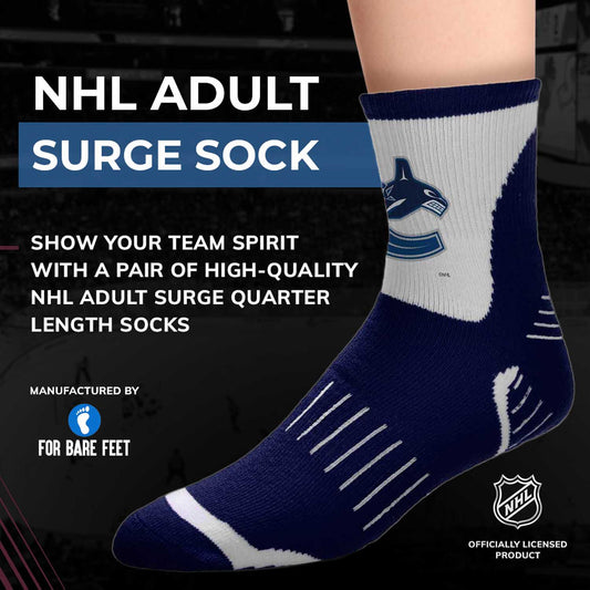 Vancouver Canucks NHL Adult Surge Team Mascot Mens and Womens Quarter Socks - Navy