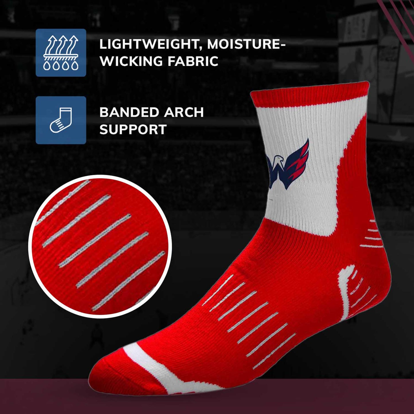 Washington Capitals NHL Adult Surge Team Mascot Mens and Womens Quarter Socks - Red