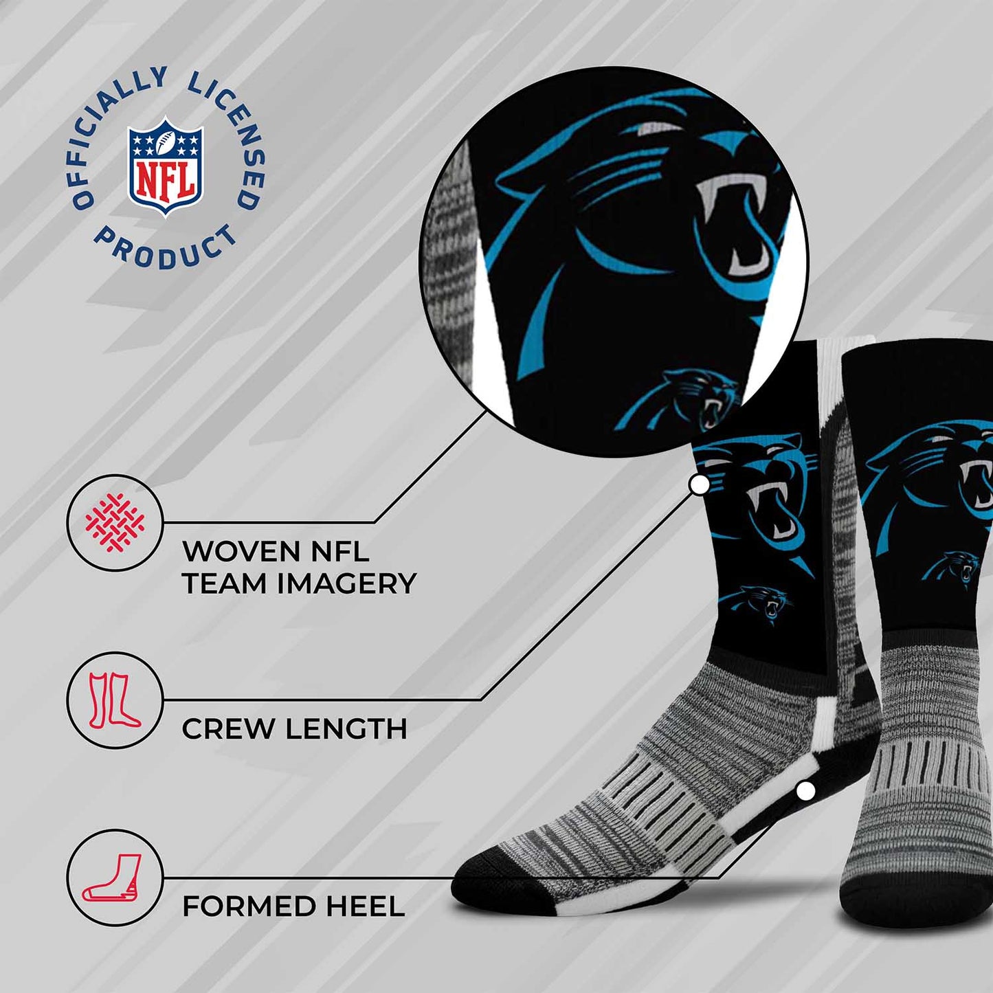 Carolina Panthers NFL Youth V Curve Socks - Black
