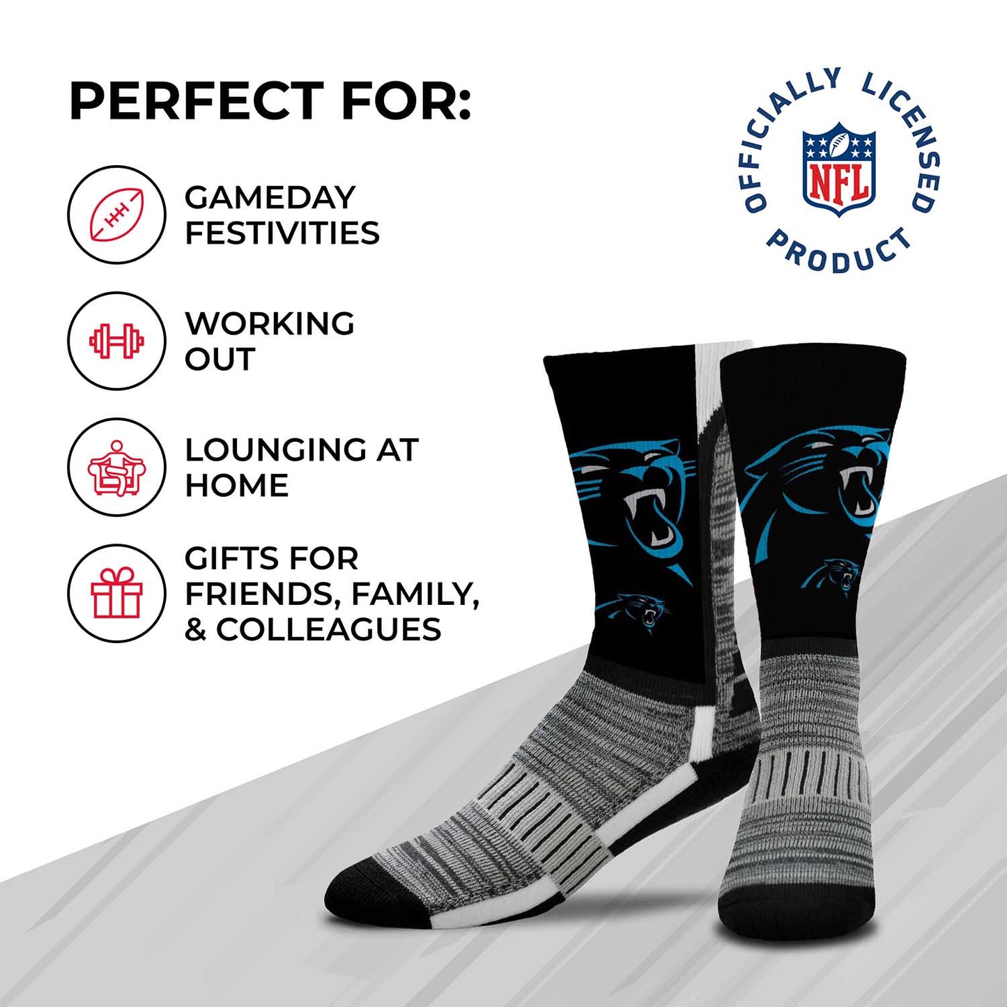 Carolina Panthers NFL Youth V Curve Socks - Black