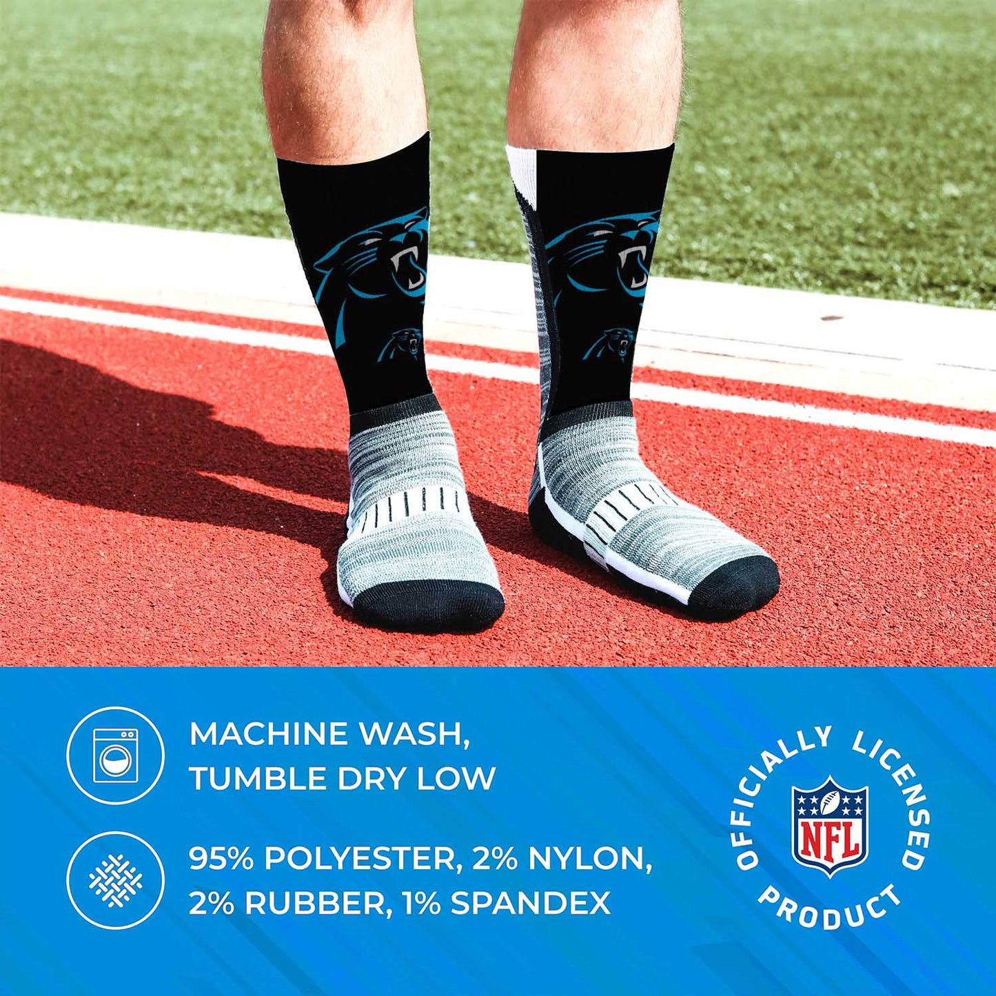 Carolina Panthers NFL Youth V Curve Socks - Black