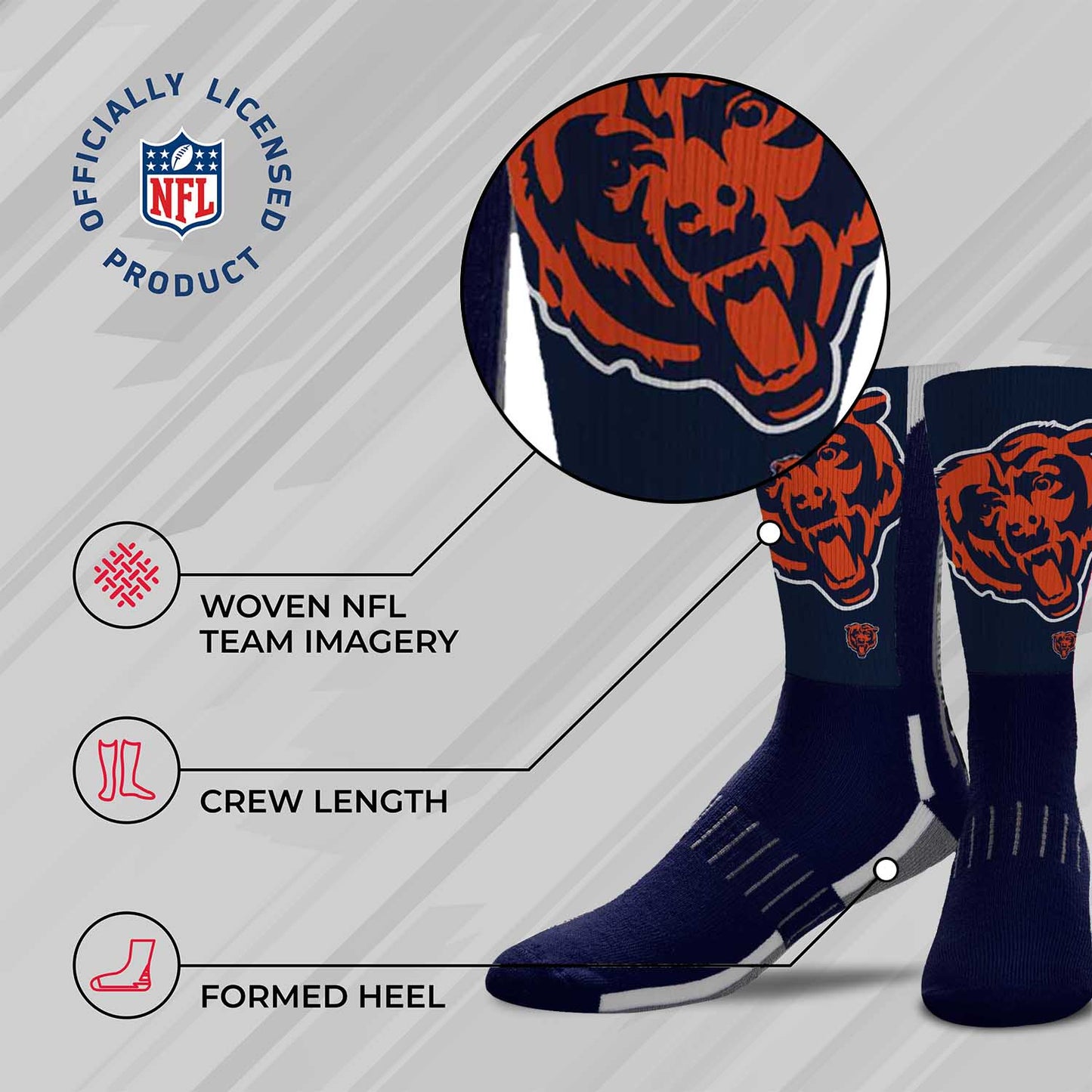 Chicago Bears NFL Youth V Curve Socks - Team Color