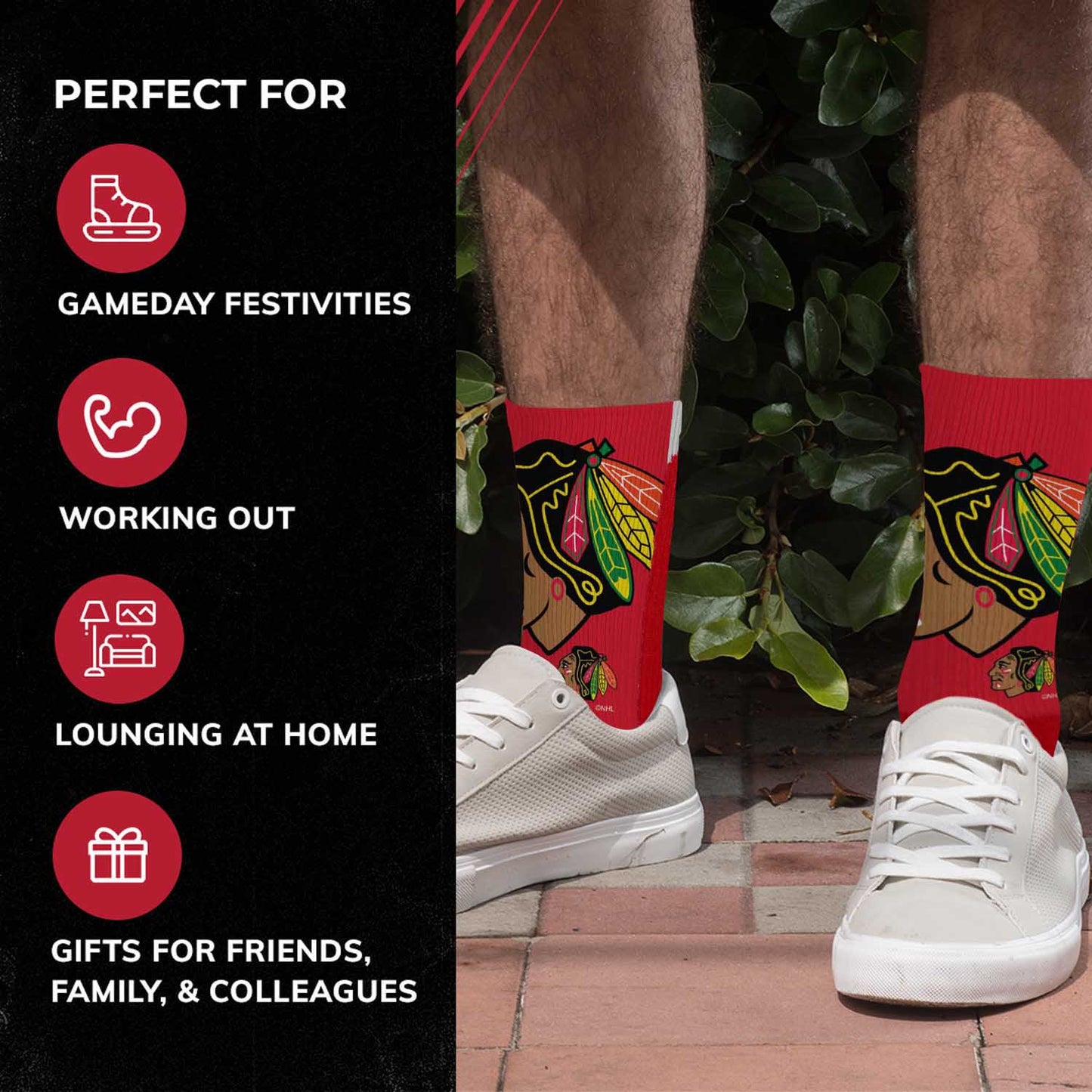 Chicago Blackhawks Youth NHL Zoom Curve Team Crew Socks - Red