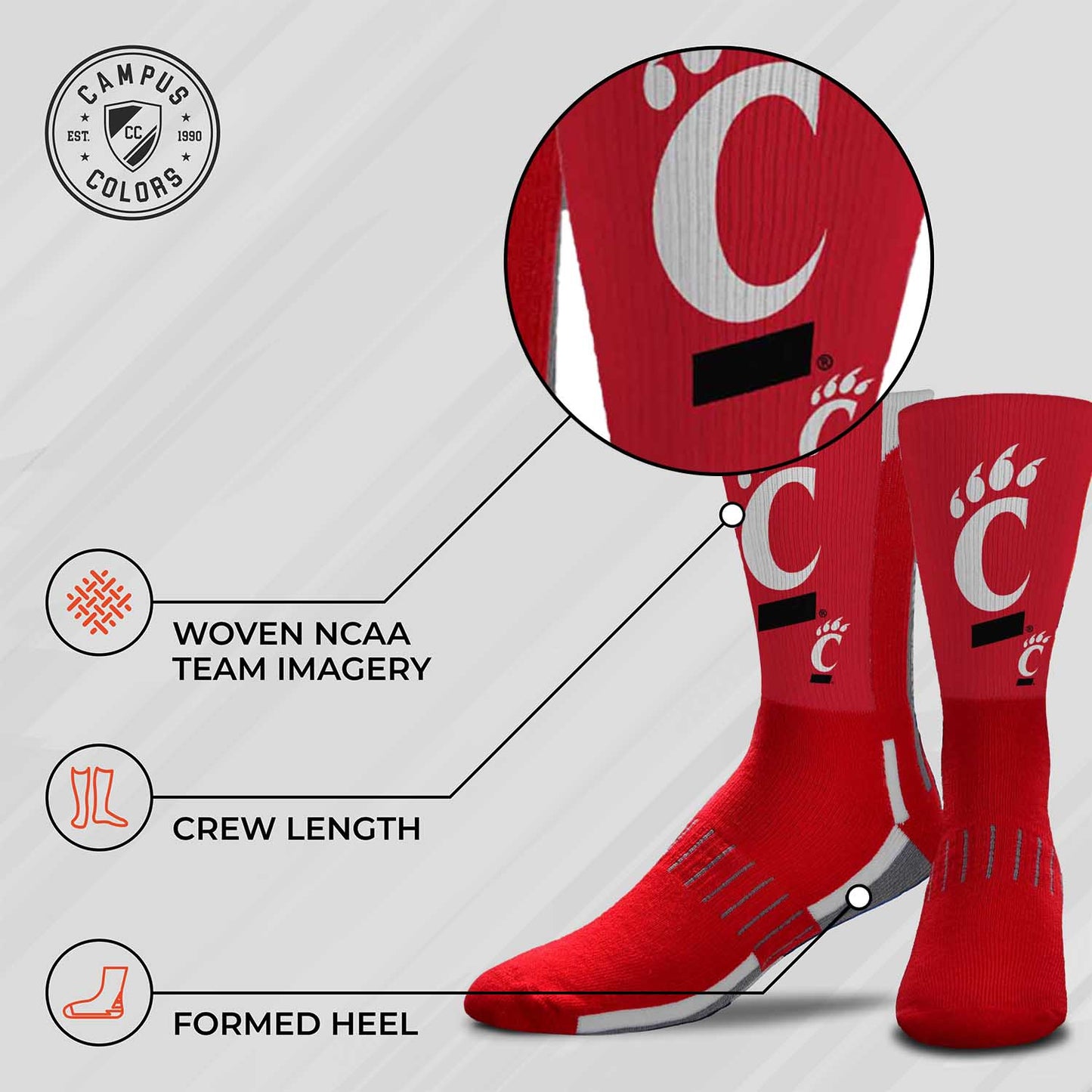 Cincinnati Bearcats NCAA Youth University Socks - Team Color