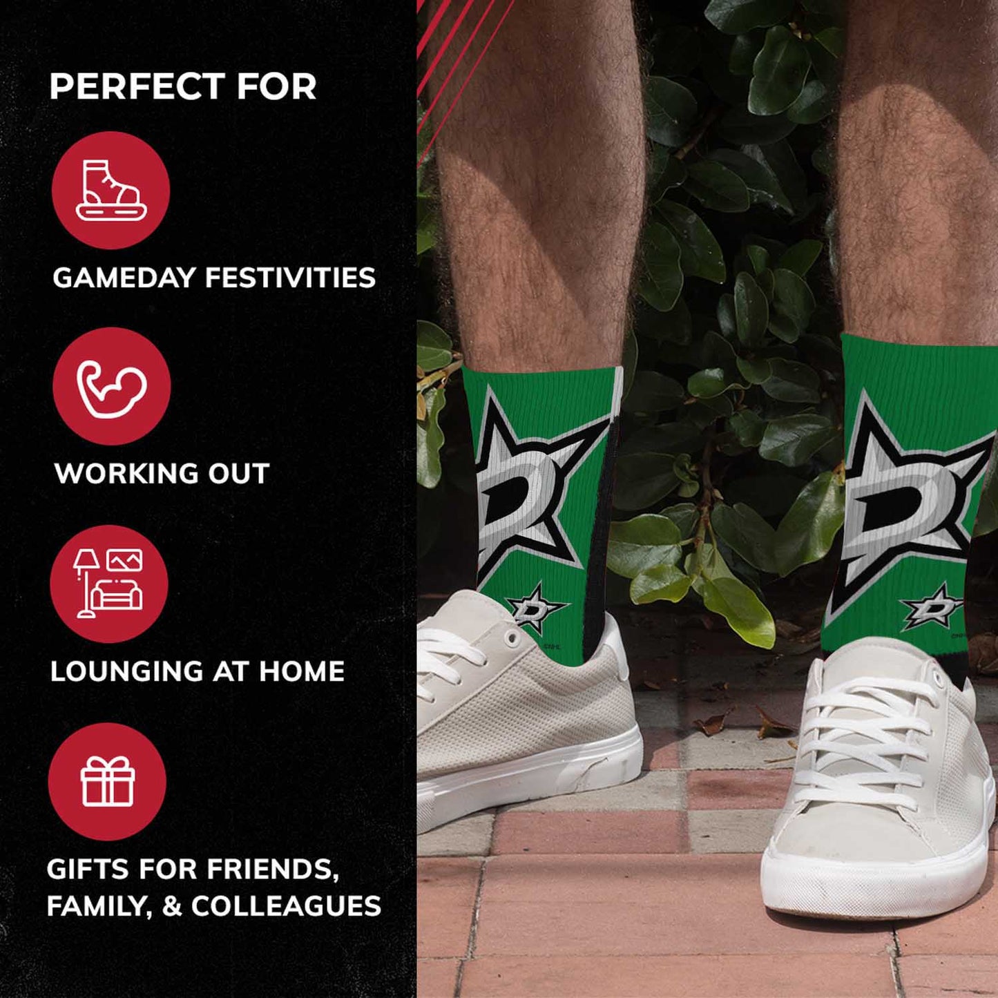 Dallas Stars Adult NHL Zoom Curve Team Crew Socks - Black