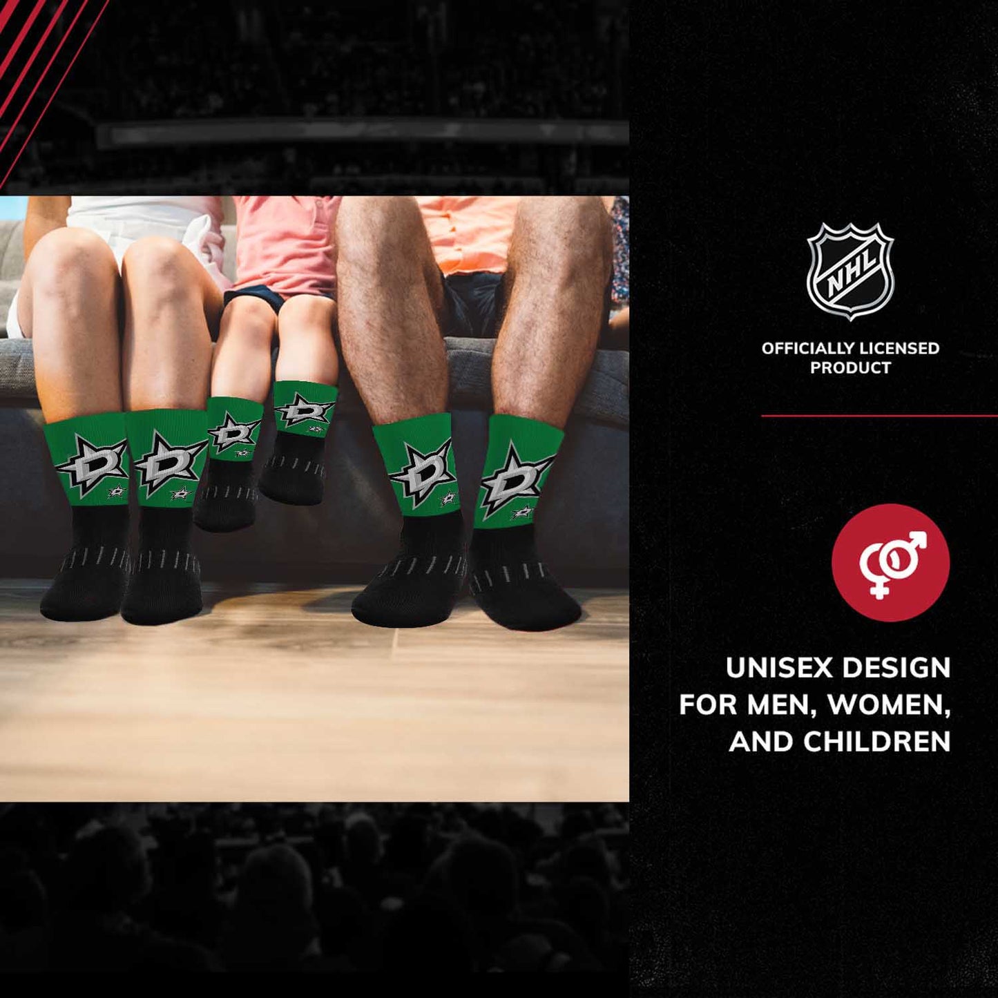 Dallas Stars Adult NHL Zoom Curve Team Crew Socks - Black