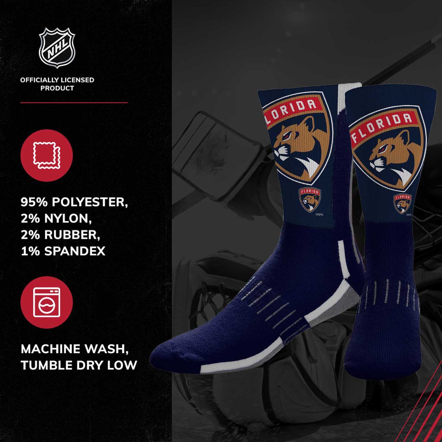Florida Panthers Youth NHL Zoom Curve Team Crew Socks - Navy