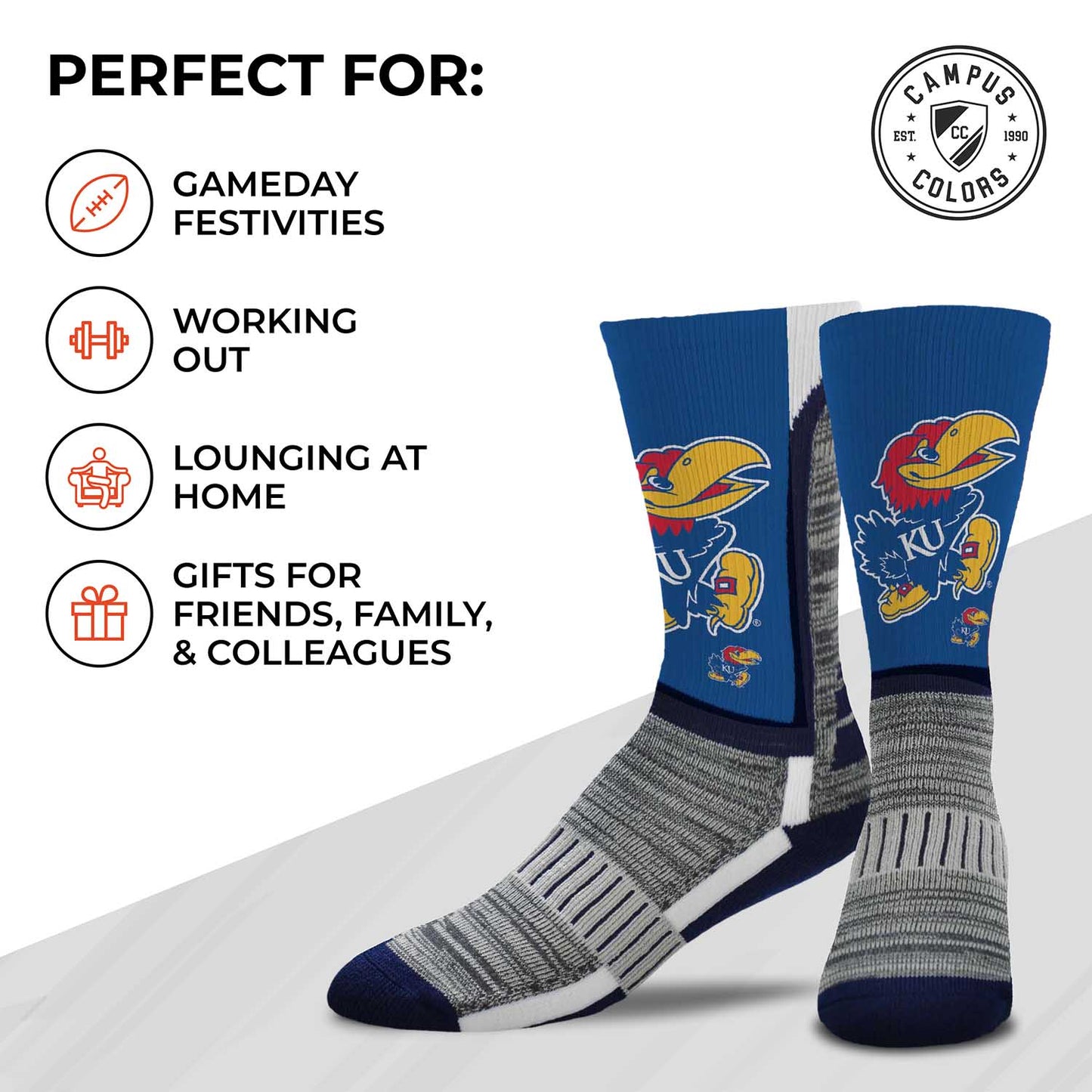 Kansas Jayhawks NCAA Youth University Socks - Royal