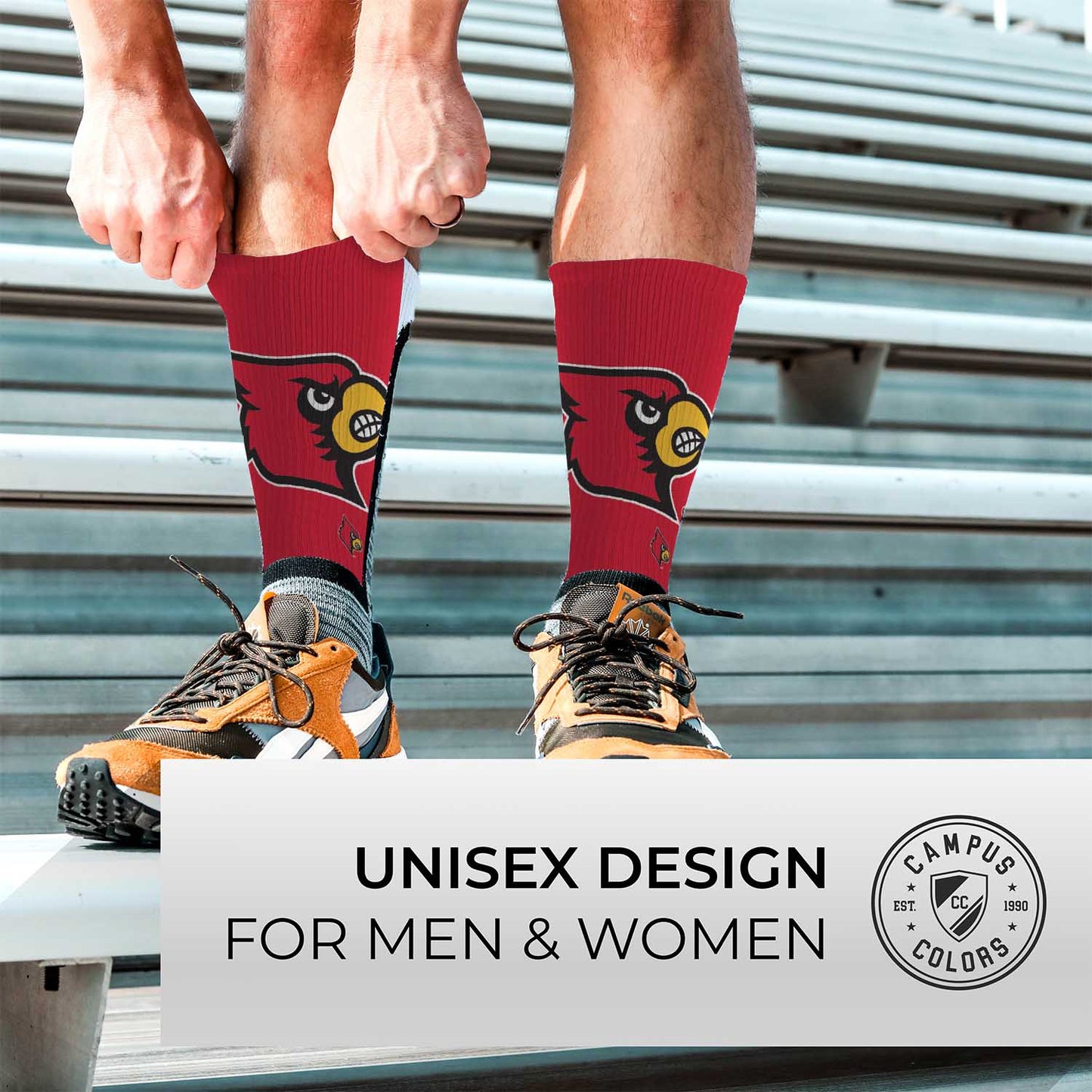 Louisville Cardinals NCAA Adult State and University Crew Socks - Red