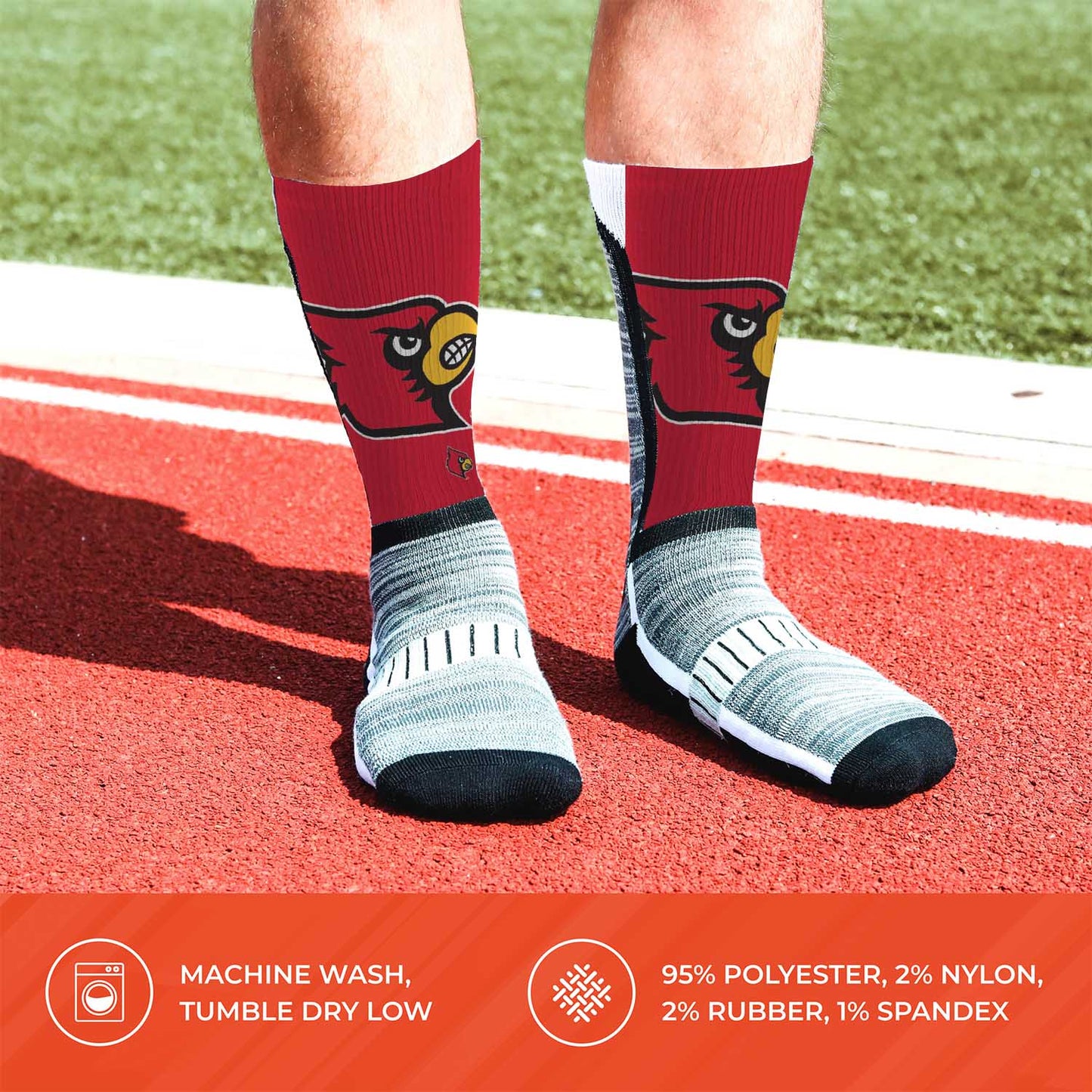 Louisville Cardinals NCAA Adult State and University Crew Socks - Red