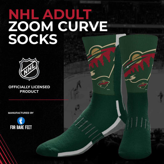 Minnesota Wild Adult NHL Zoom Curve Team Crew Socks - Green