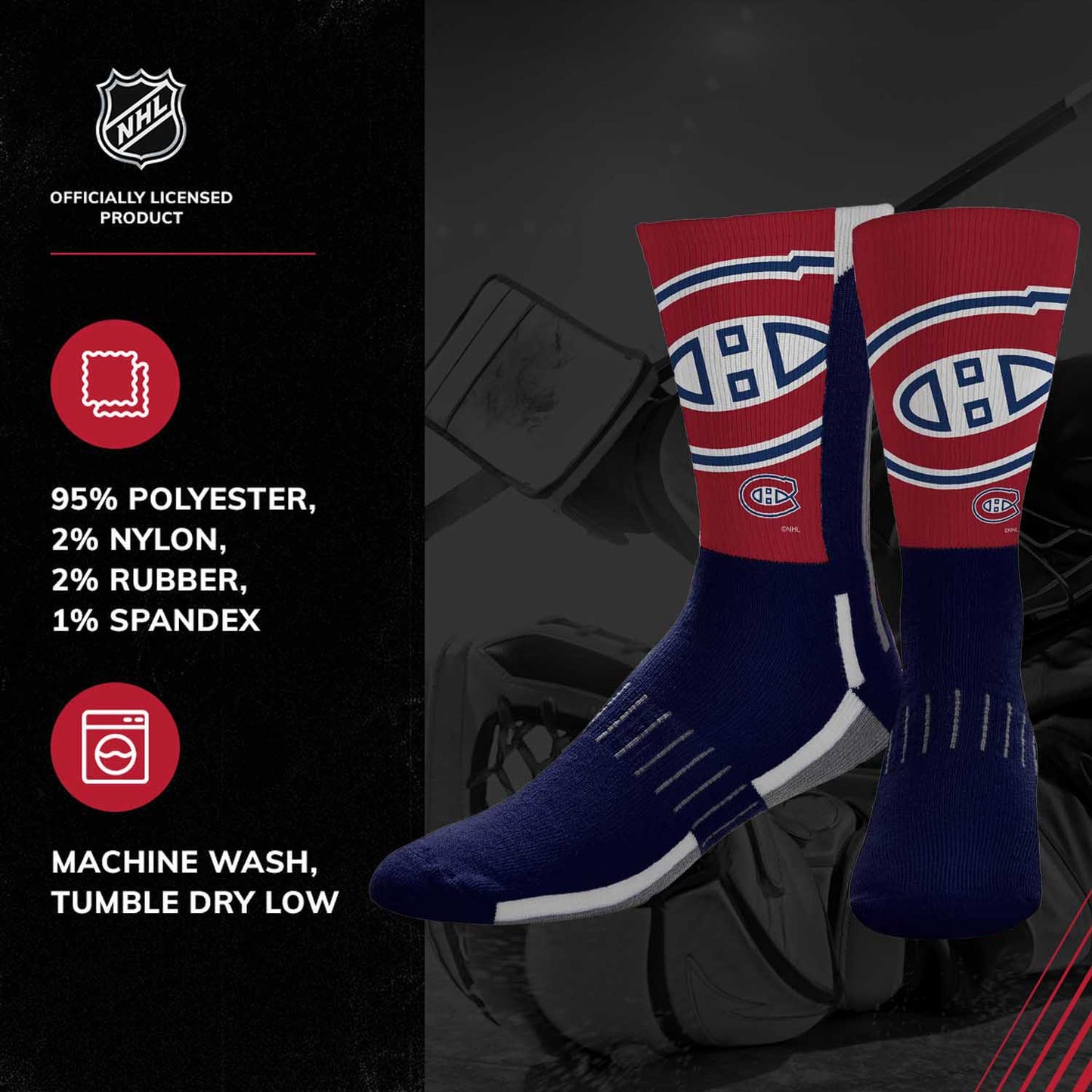 Montreal Canadiens Youth NHL Zoom Curve Team Crew Socks - Navy