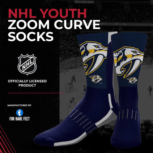 Nashville Predators Youth NHL Zoom Curve Team Crew Socks - Navy