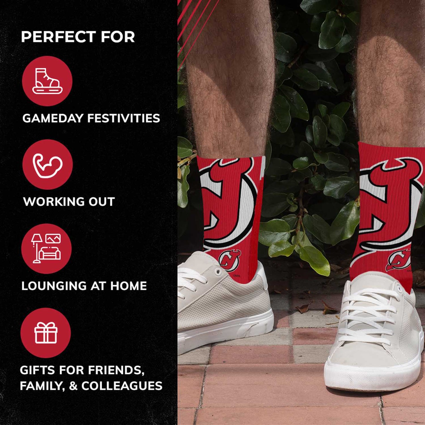 New Jersey Devils Youth NHL Zoom Curve Team Crew Socks - Red