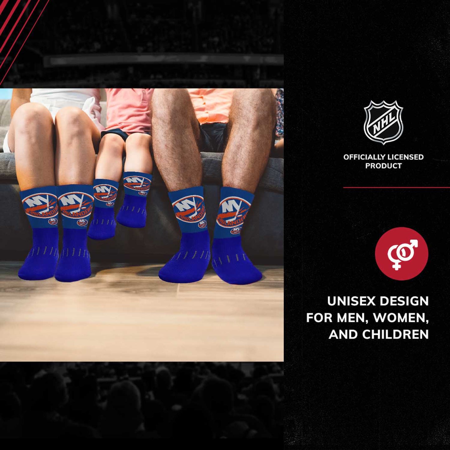 New York Islanders Youth NHL Zoom Curve Team Crew Socks - Royal