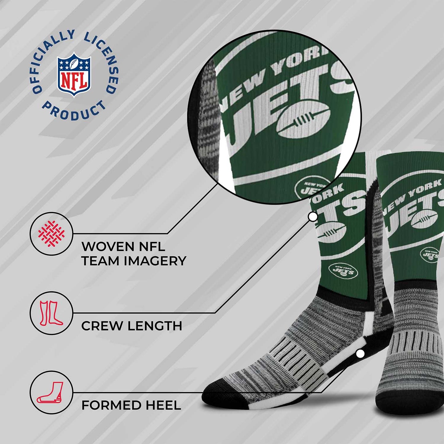 New York Jets NFL V Curve Socks - Green