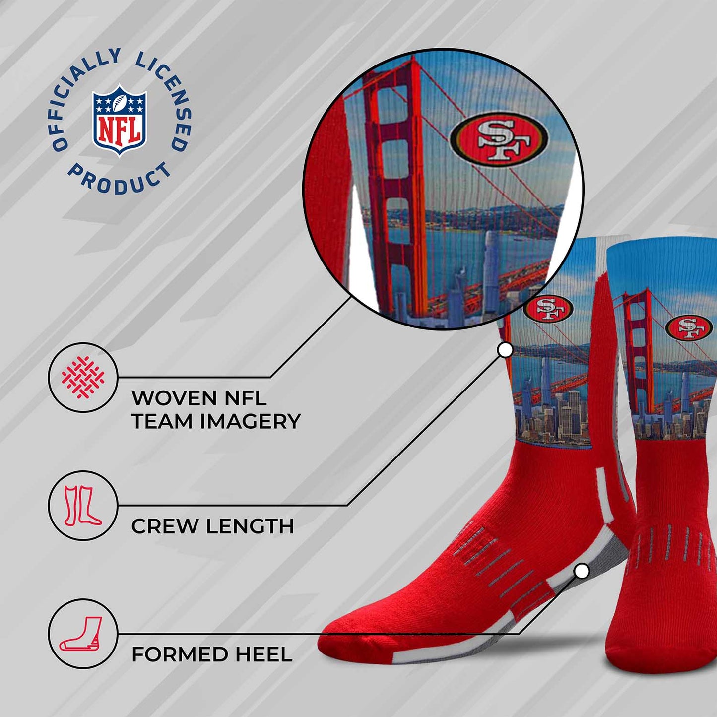 San Francisco 49ers NFL Youth Zoom Location Crew Socks - Red