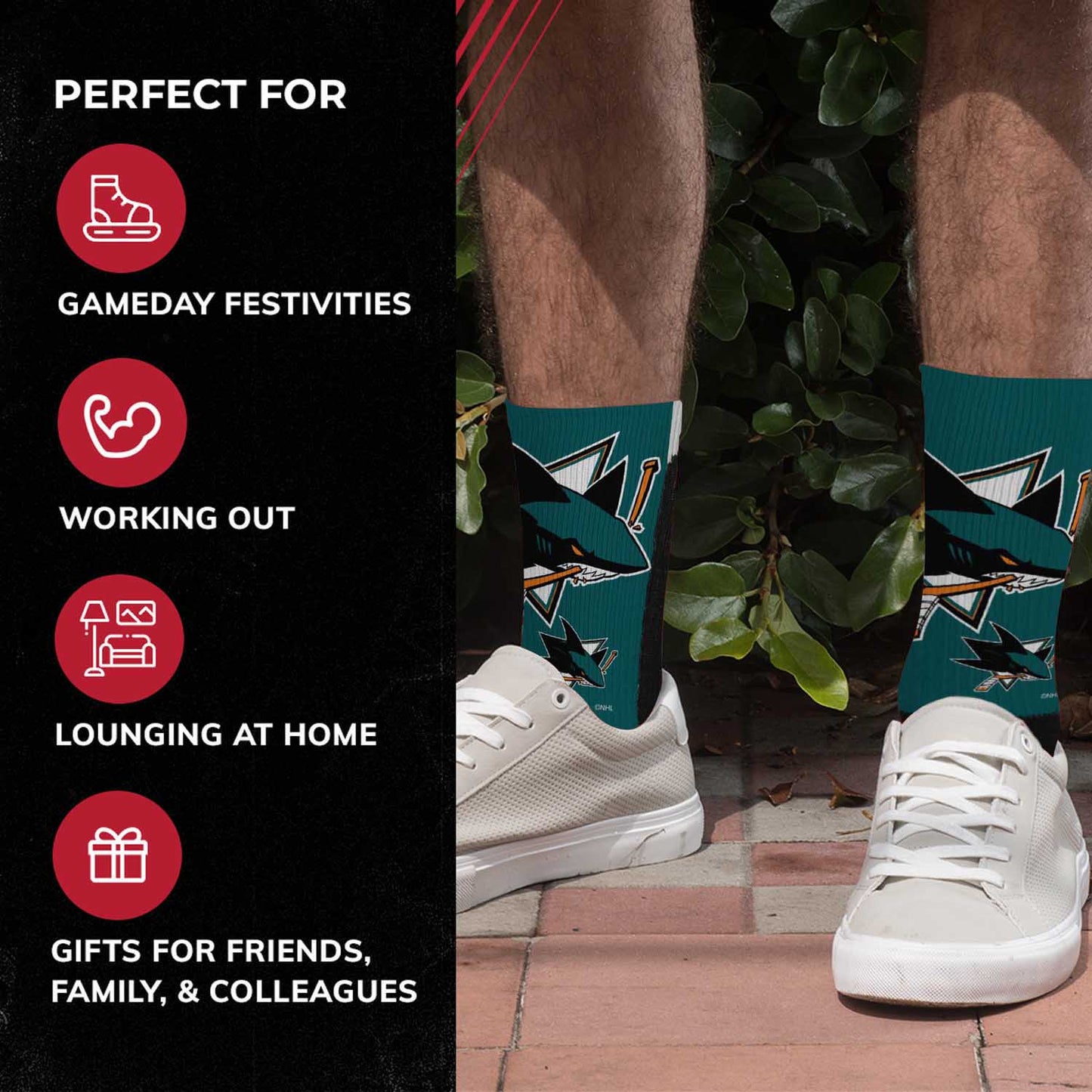 San Jose Sharks Youth NHL Zoom Curve Team Crew Socks - Black