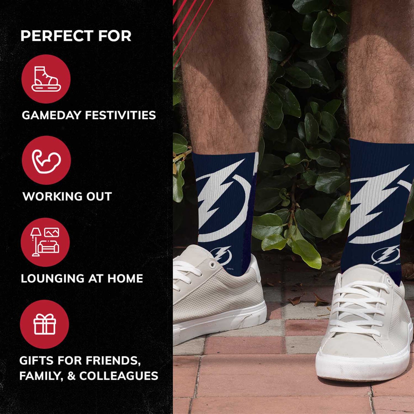 Tampa Bay Lightning Adult NHL Zoom Curve Team Crew Socks - Navy