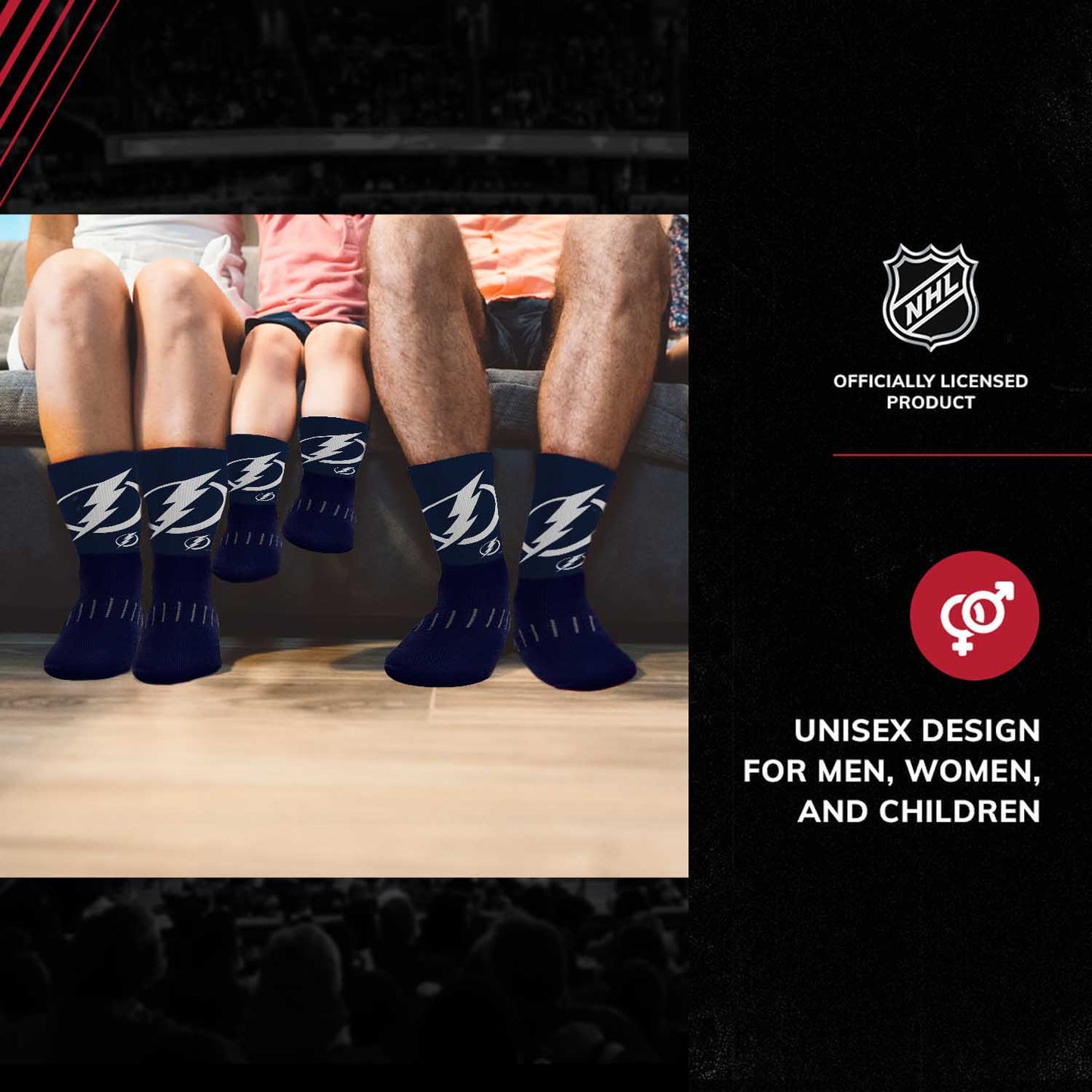 Tampa Bay Lightning Adult NHL Zoom Curve Team Crew Socks - Navy