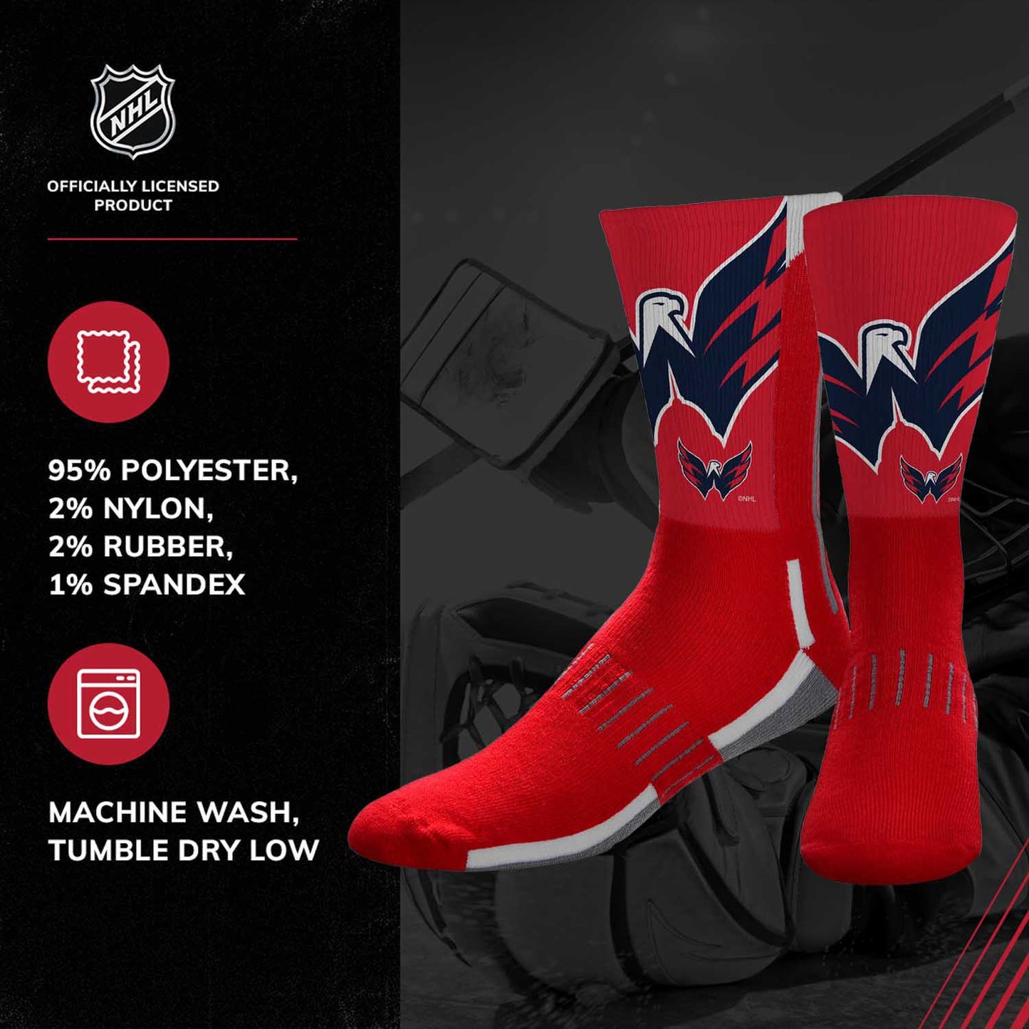 Washington Capitals Youth NHL Zoom Curve Team Crew Socks - Red